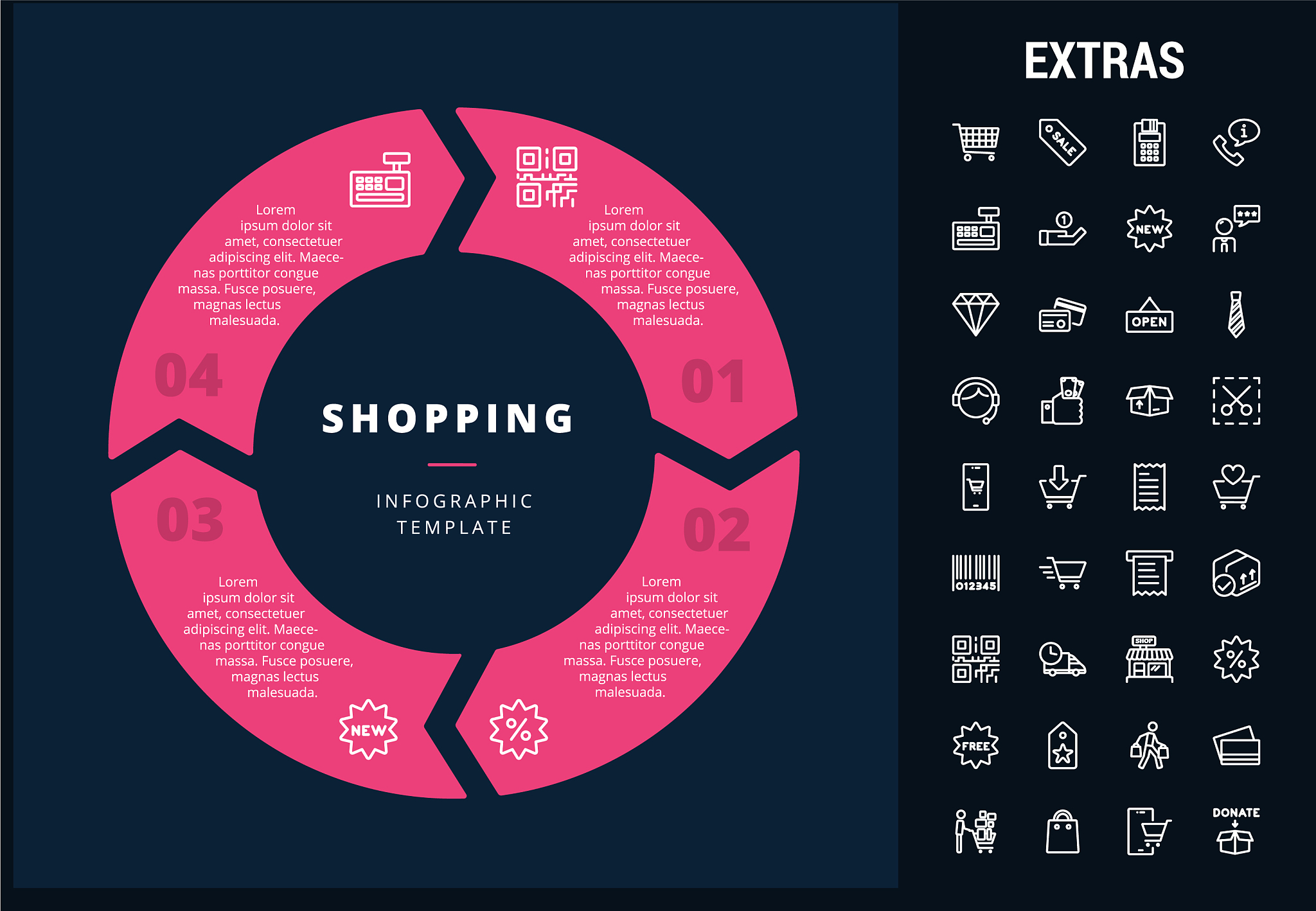 shopping infographic template elements and icons