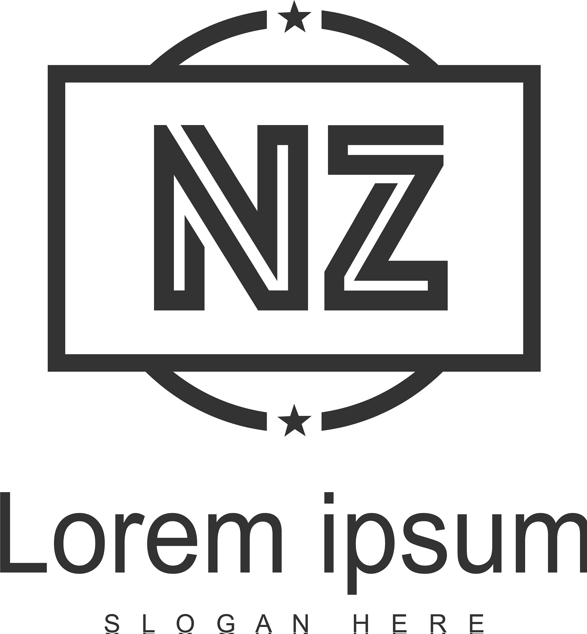 initial nz logo template with modern frame