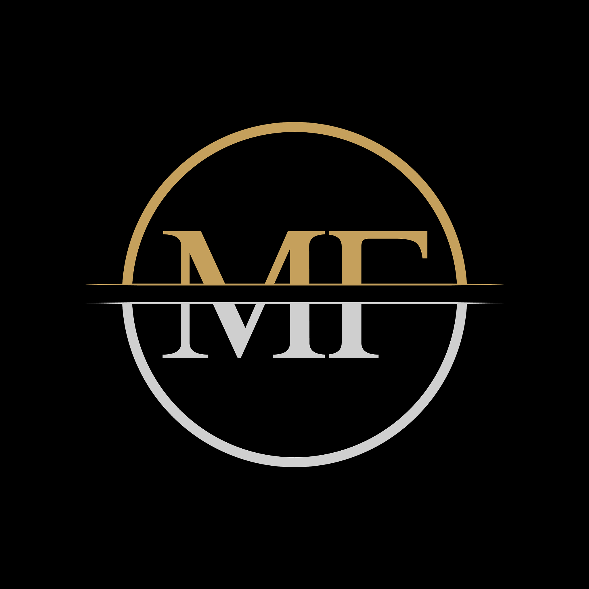 initial mf letter logo design template gold and