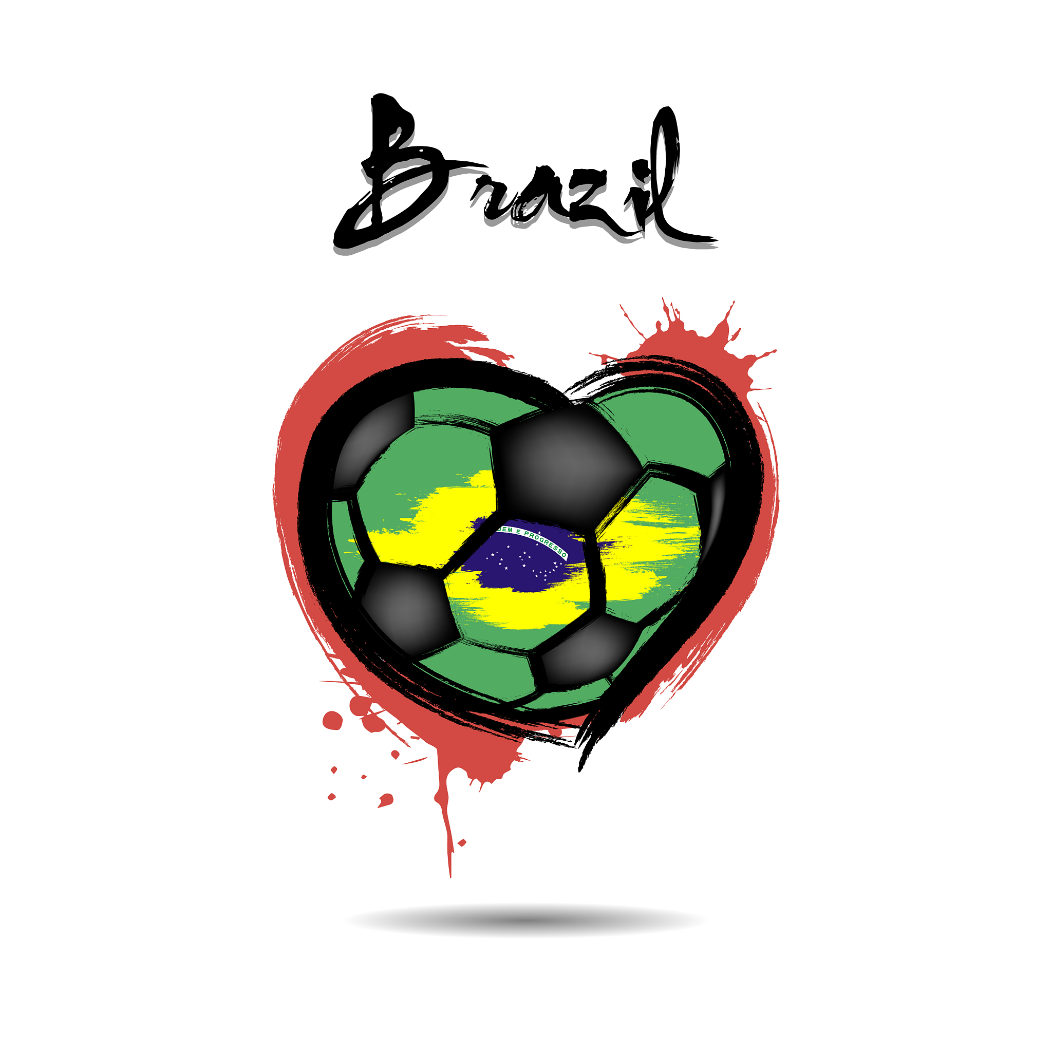 flag of brazil in the form of a heart