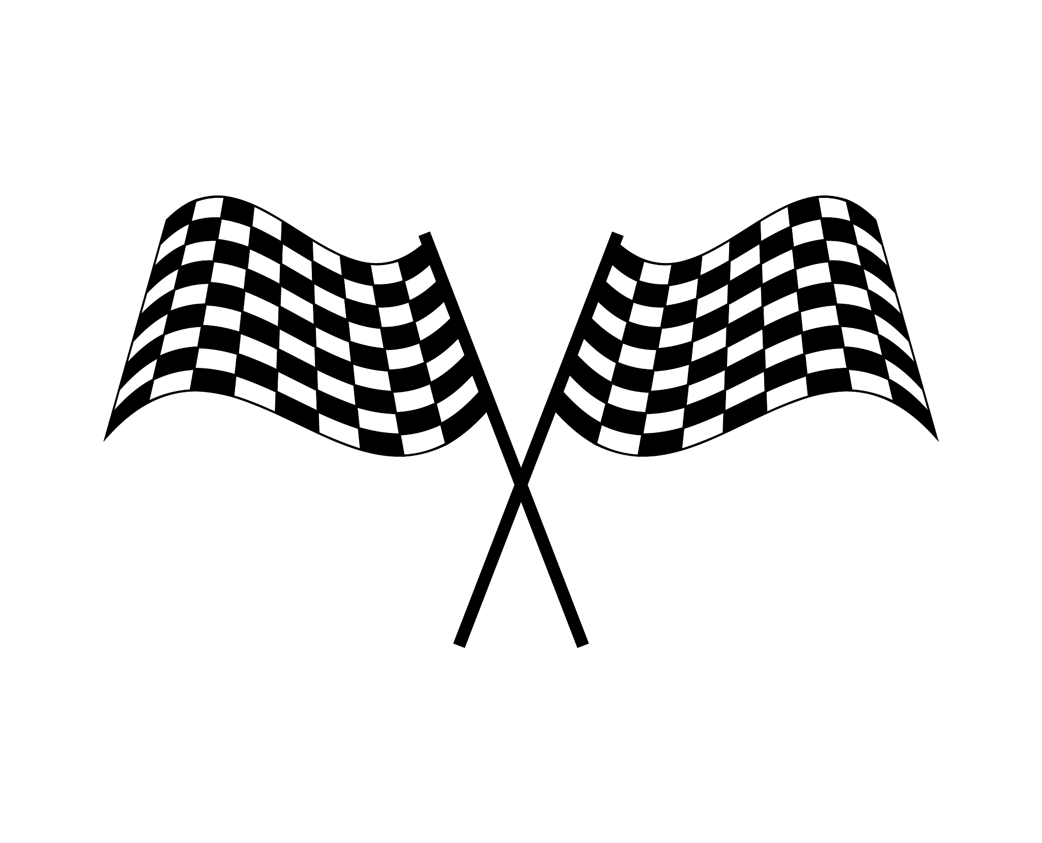 two checkered race flag isolated on white
