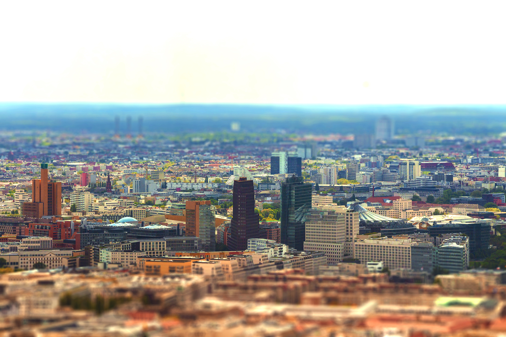 aerial view of berlin skyline with colorful buildings