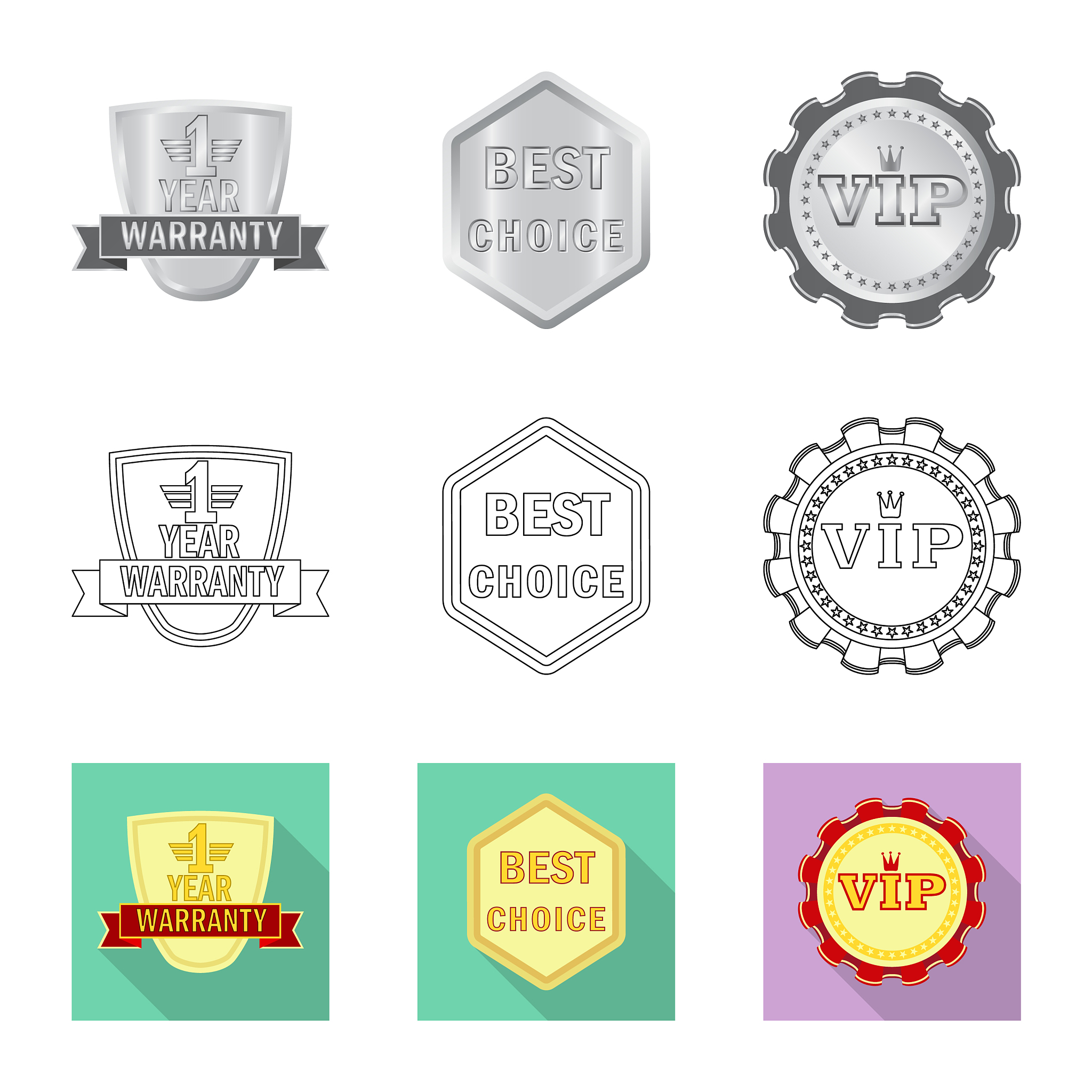 isolated object of emblem and badge icon set of