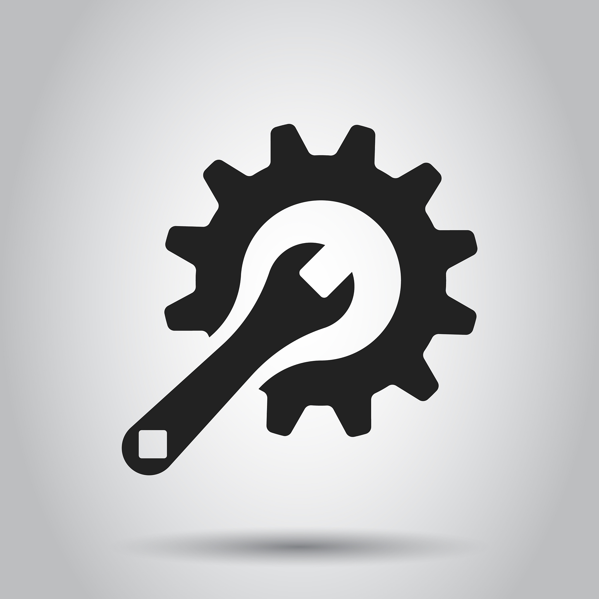 service tools flat icon cogwheel with wrench