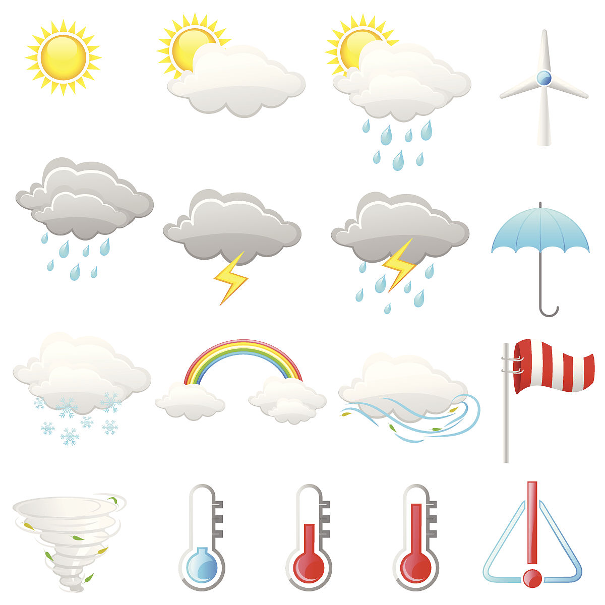 天气预报内容：温度、降水、风速、天气现象等