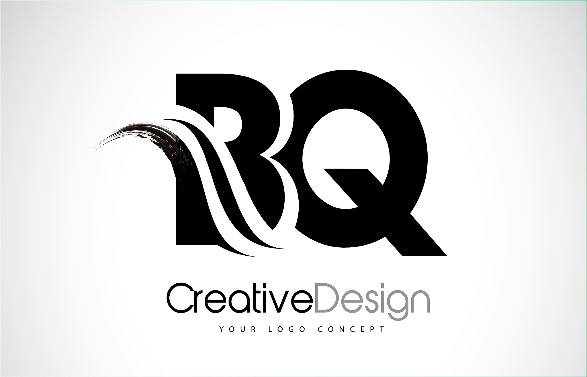 bq b q creative brush black letters design with