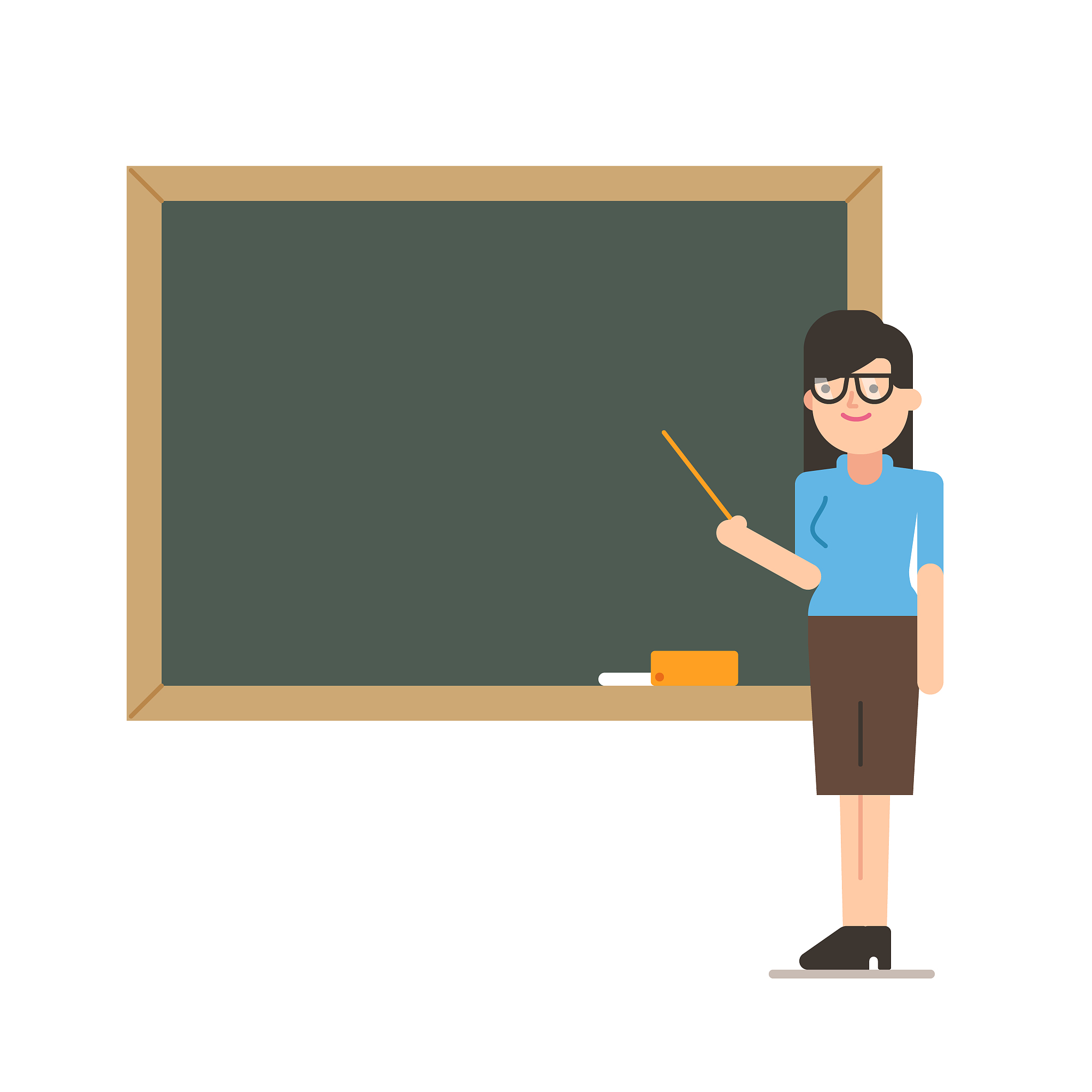 teacher with pointer, teacher showing on board