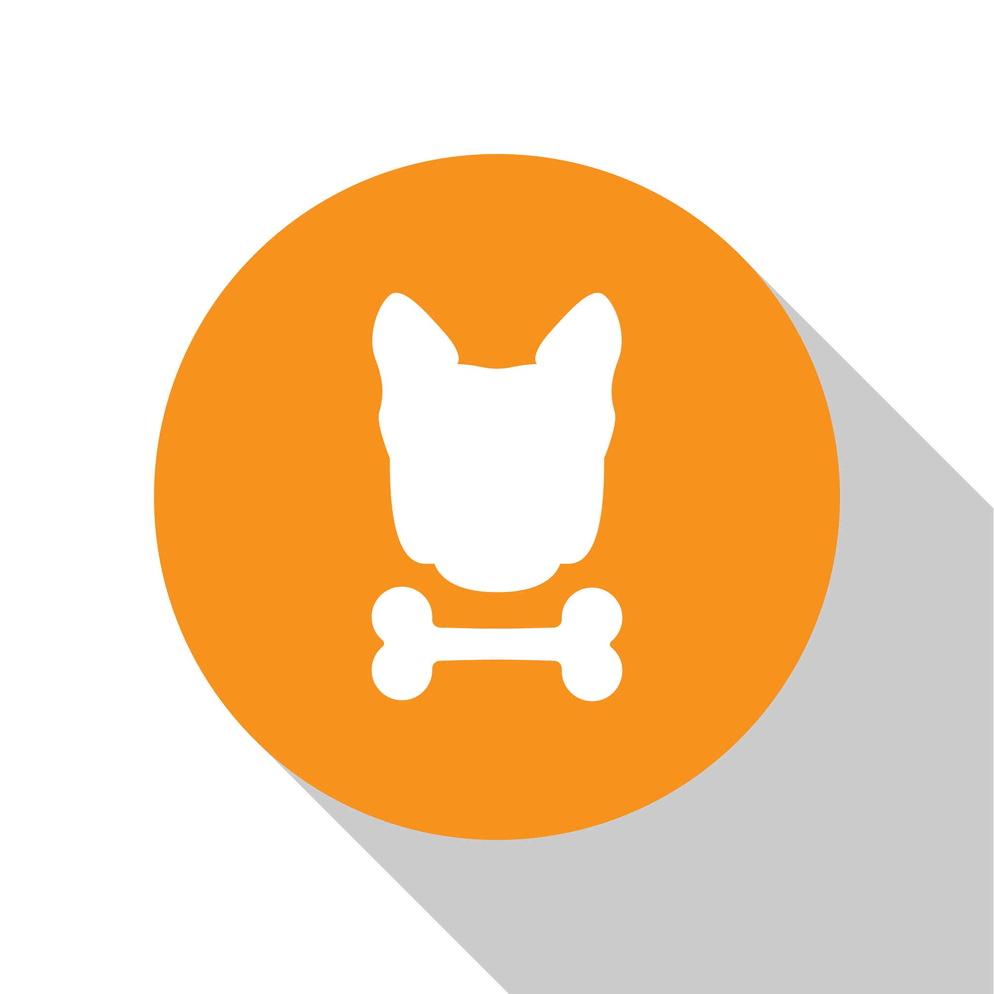 white dog and bone icon isolated on white