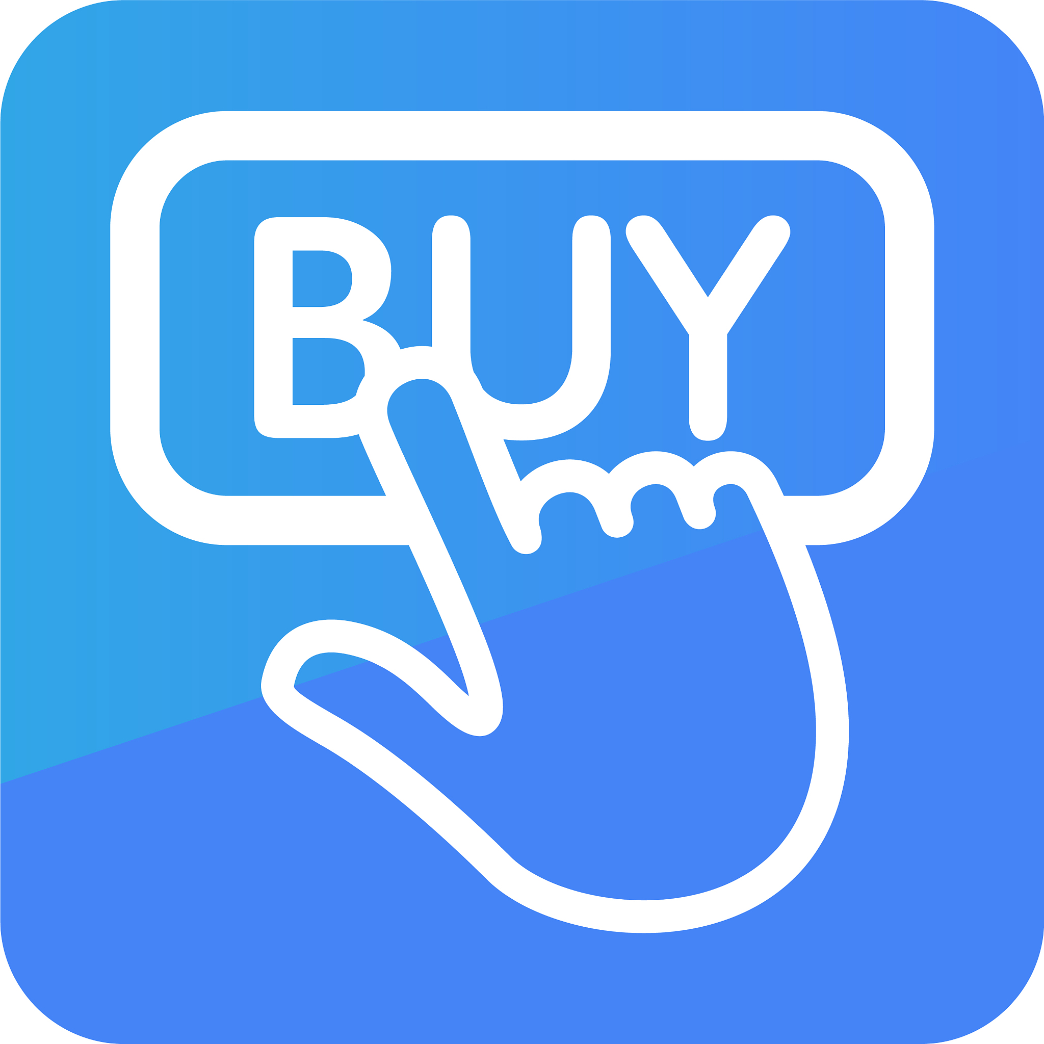 finger pointing to buy sign icon