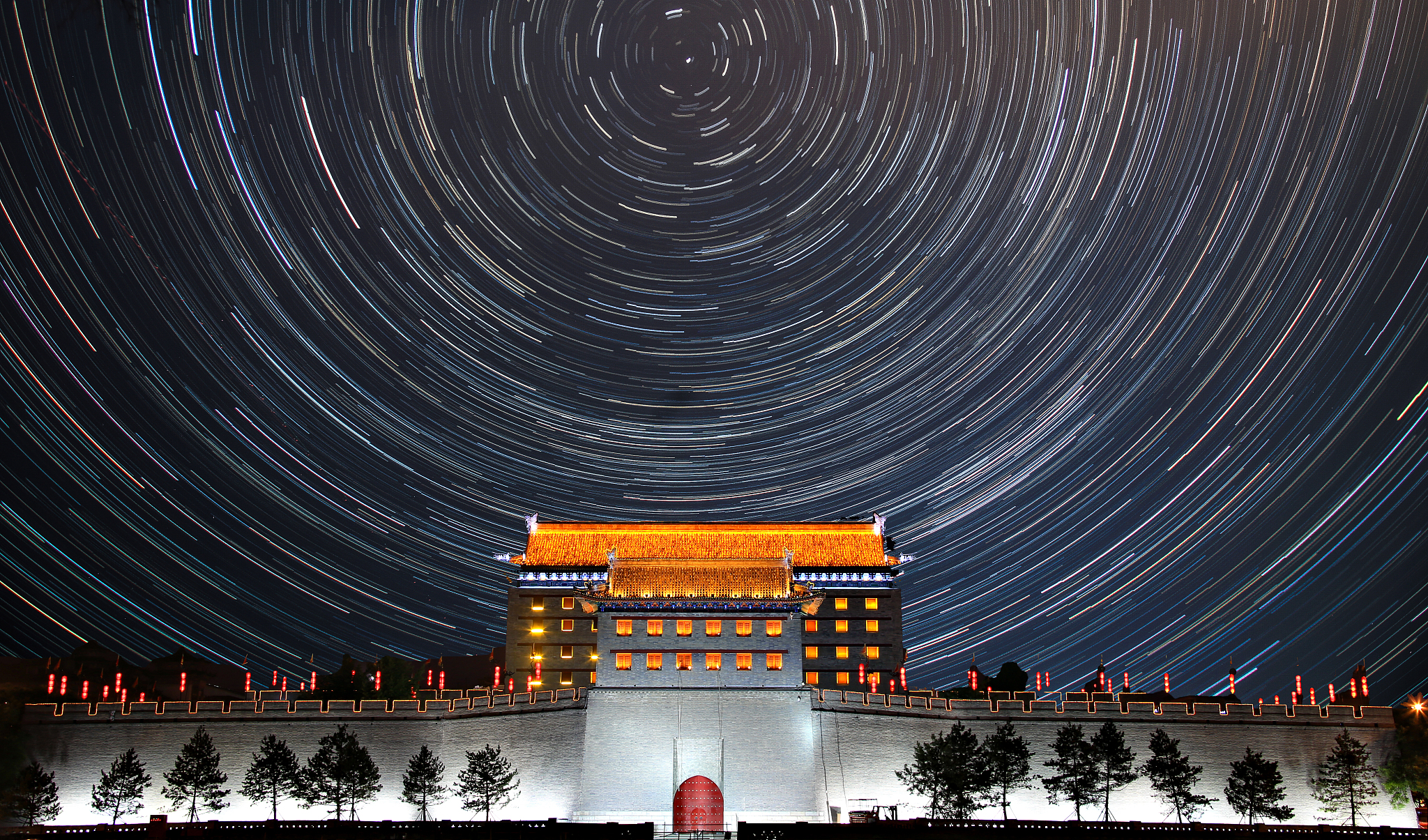 西安地标永宁门城墙星轨