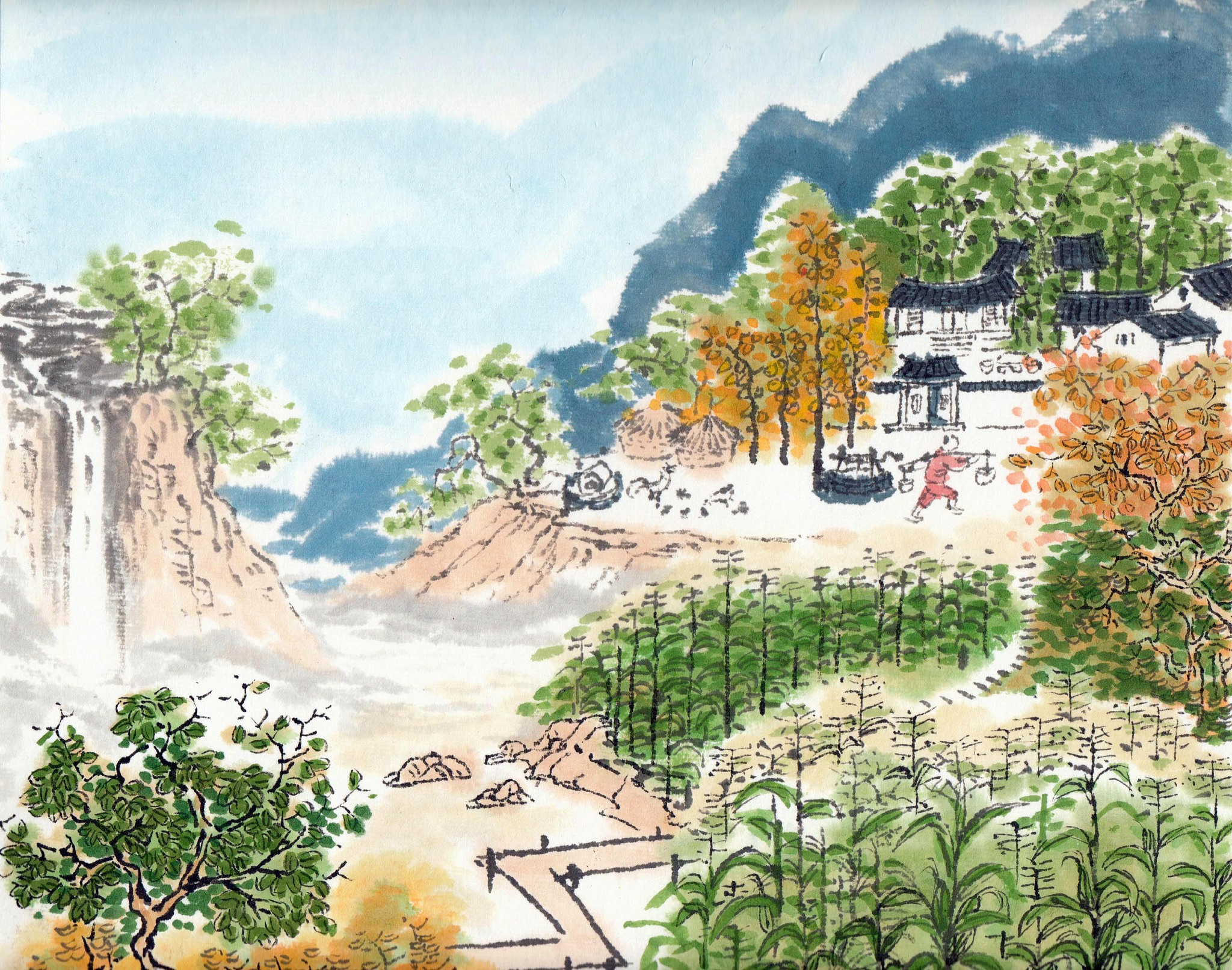 校园一角的山水画