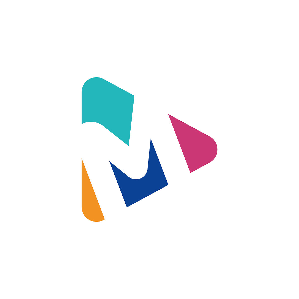 播放标志用字母m的标志模板,扁平风格丰富多彩的标志.