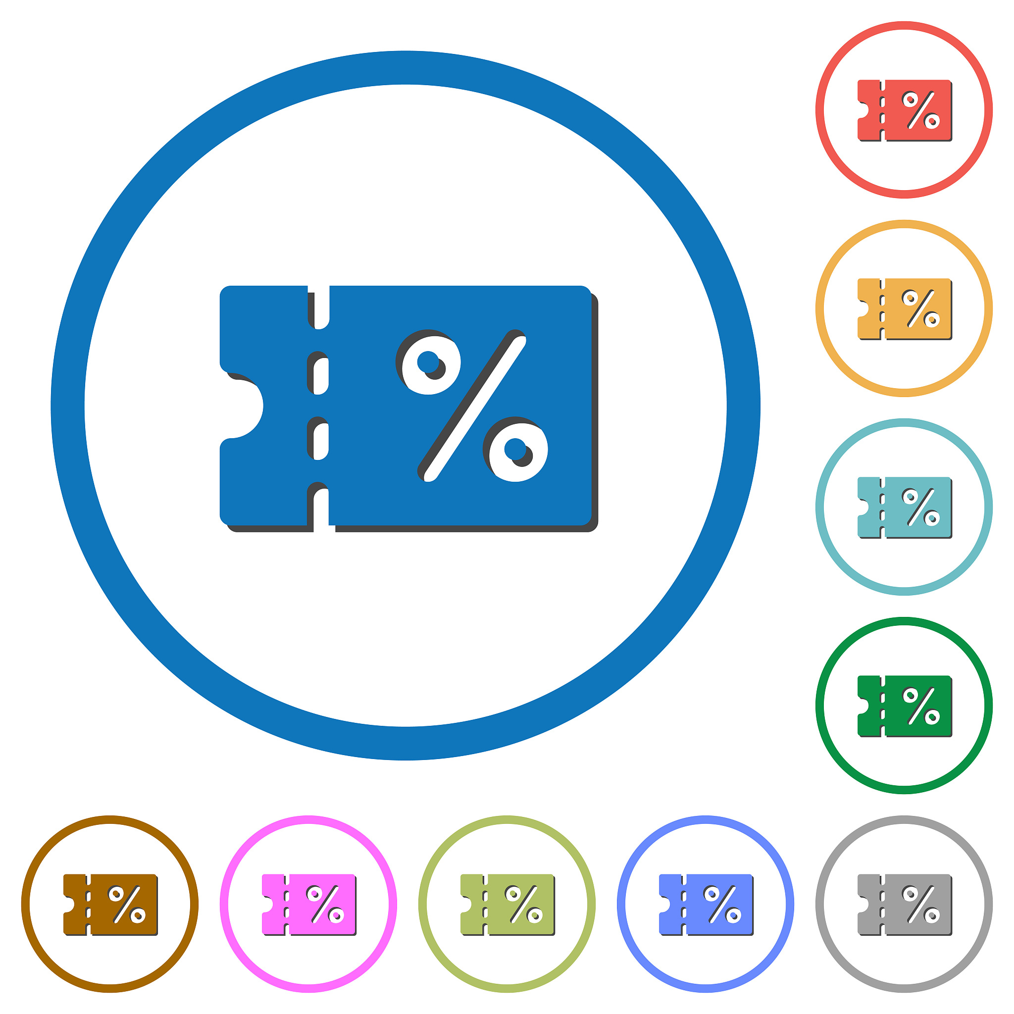 coupon icons with shadows and outlines