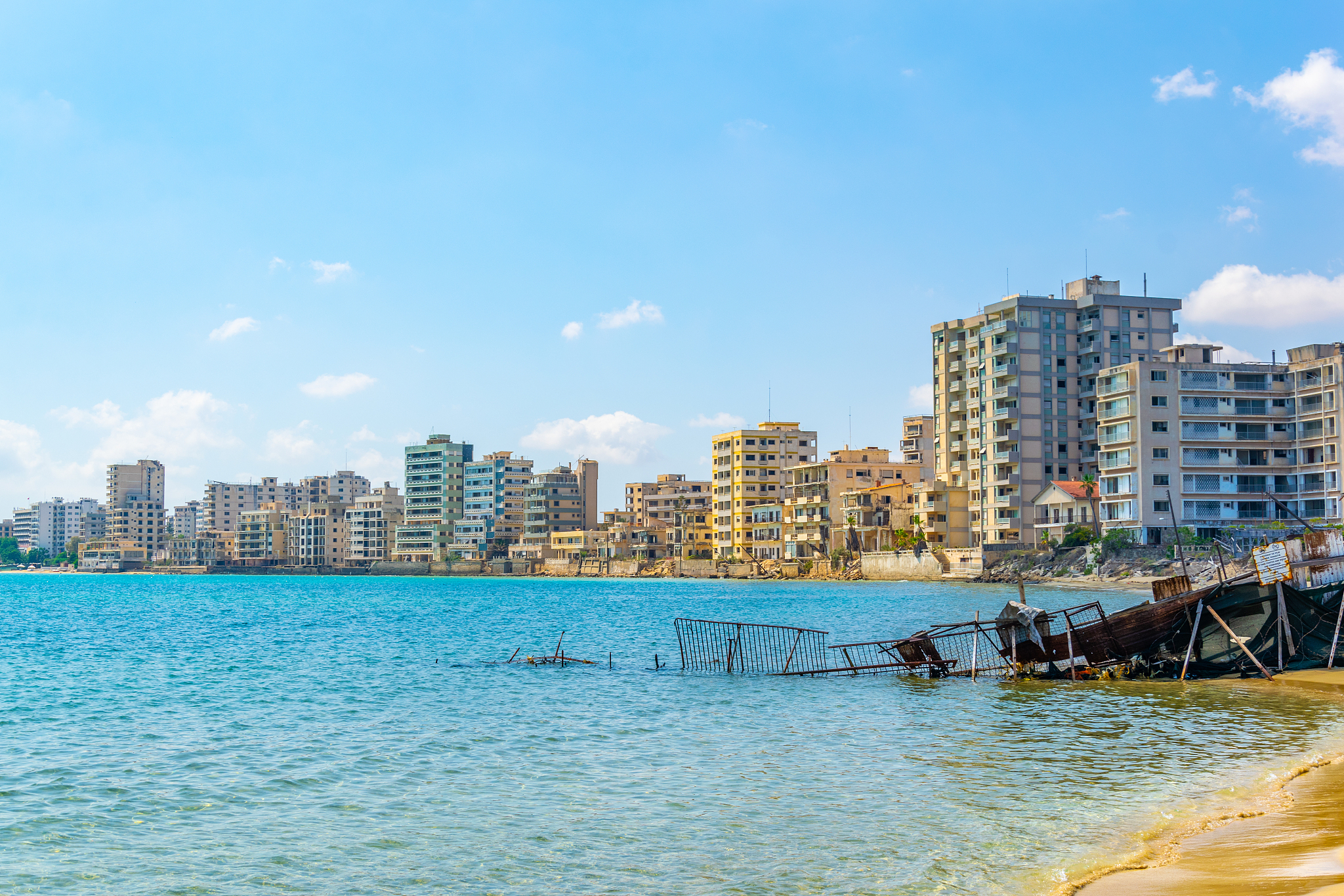 ruins of hotels at varosia district of famagusta, cyprus