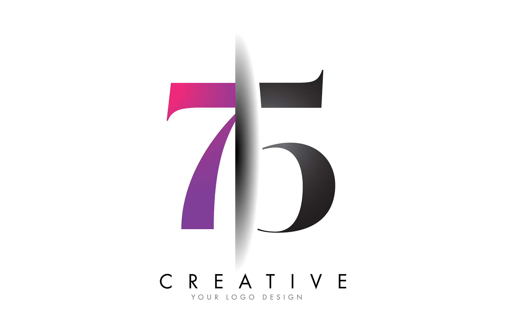 76 7 6 grey and pink number logo with creative