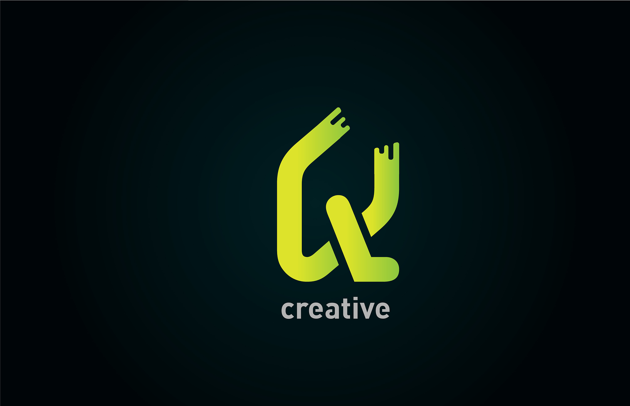 q creative green letter alphabet logo icon design
