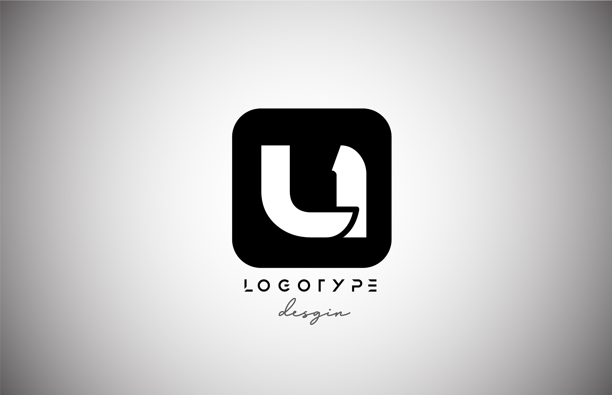 black white u square letter logo alphabet icon