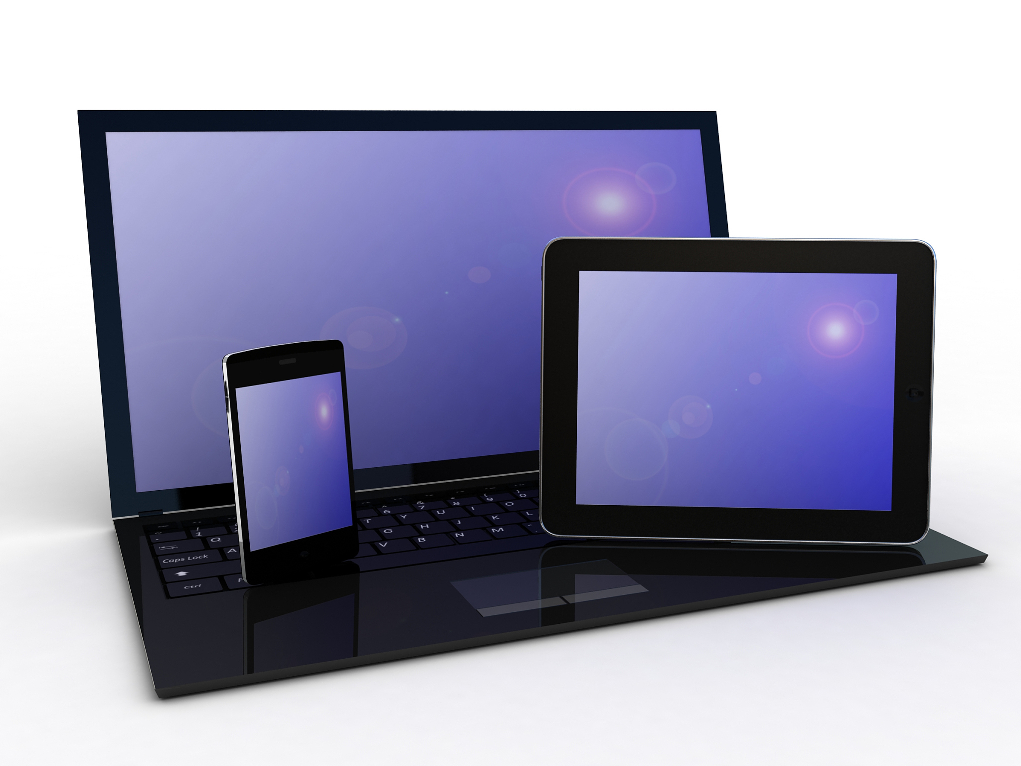 laptop, mobile phone and tablet pc.electronics. 3d