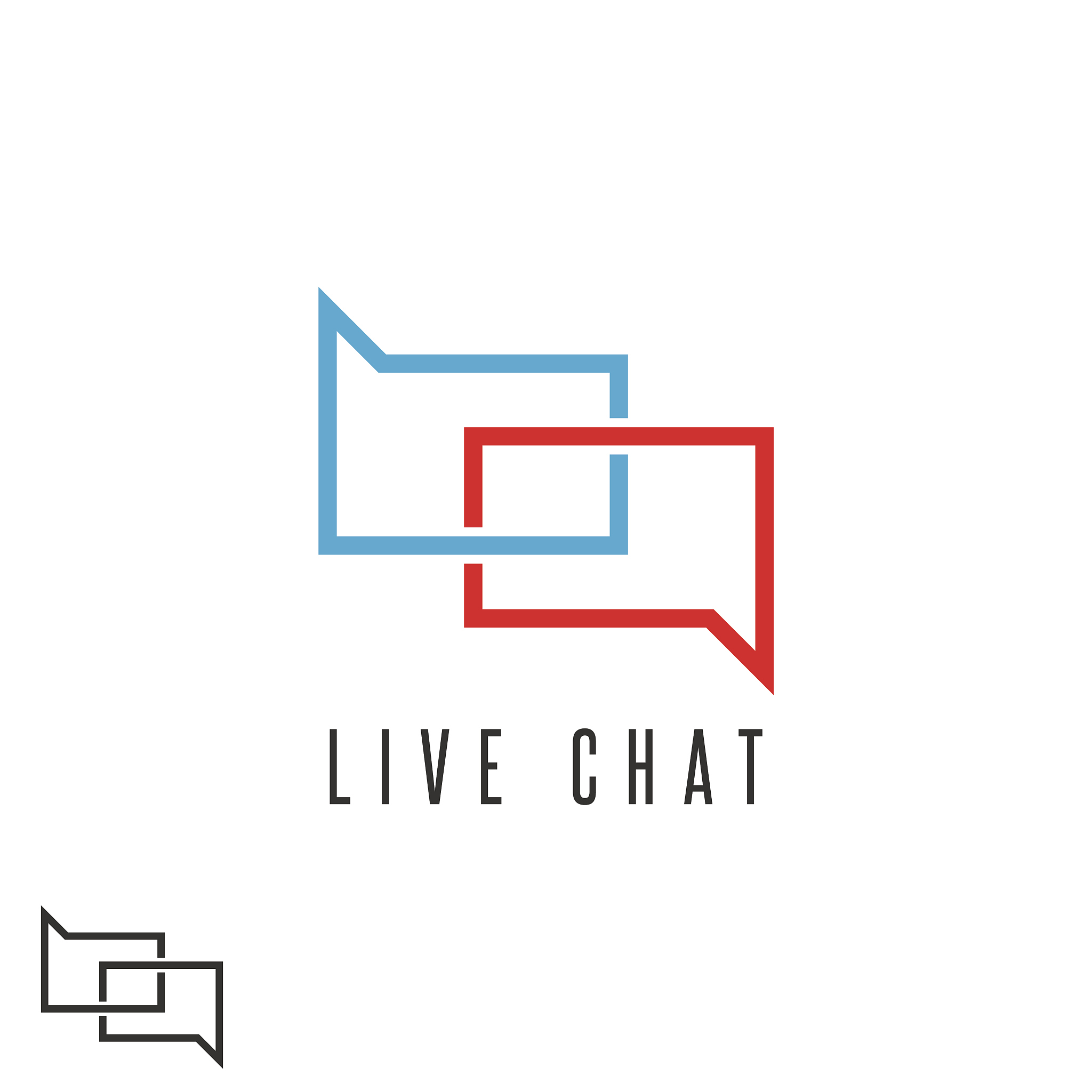 live chat logo mockup, speech message red blue emblem communicat