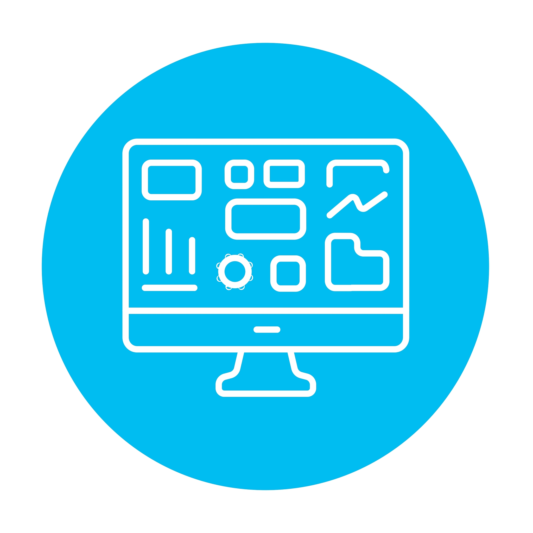 monitor with business graphs line icon