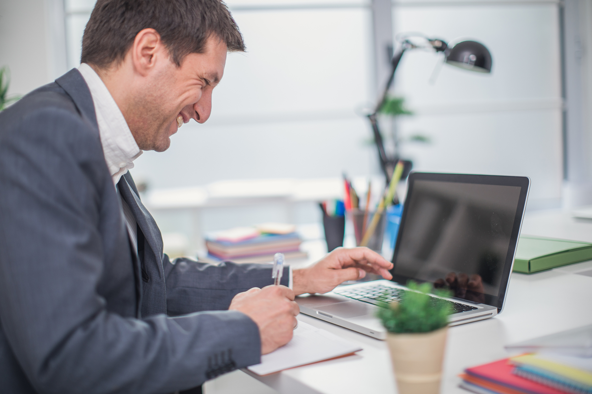 busy businessman in office