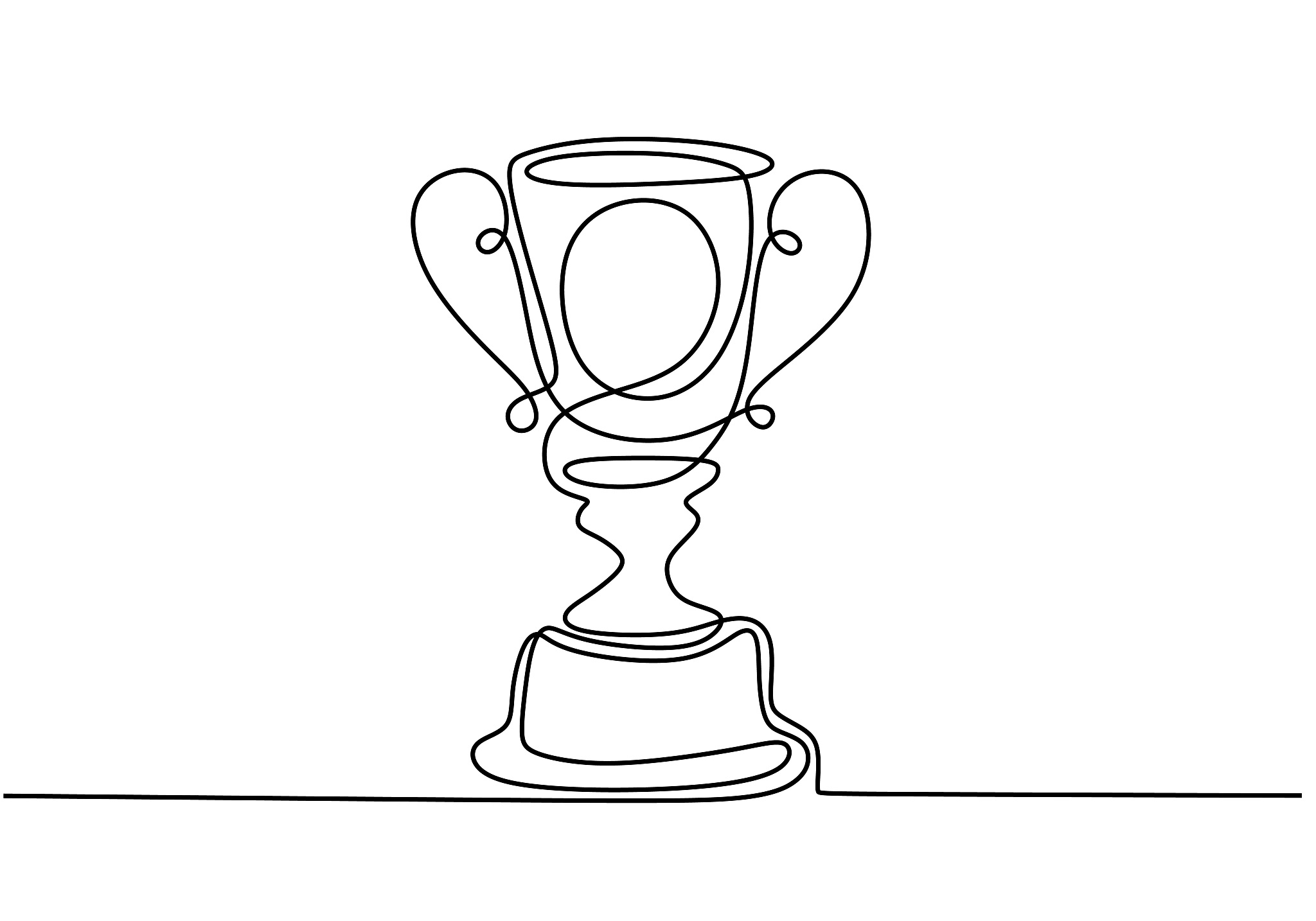 one line drawing of winner trophy minimalism object design vecto