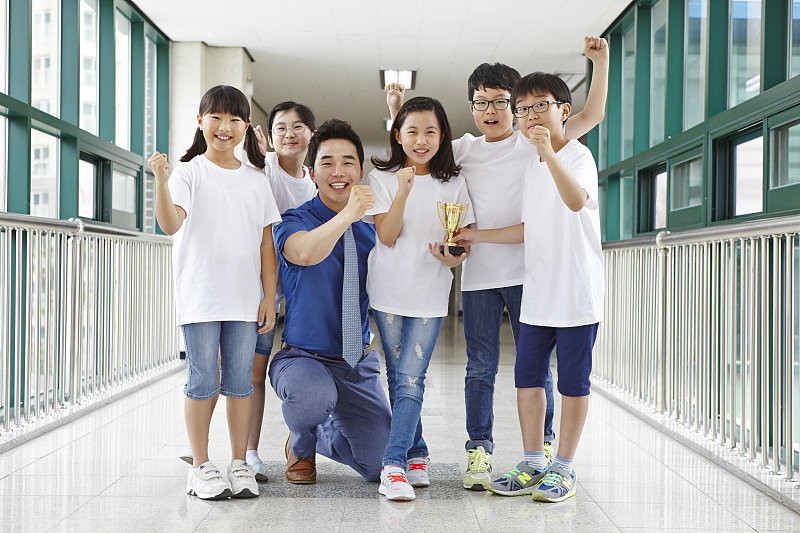 teacher and schoolchildren,korean