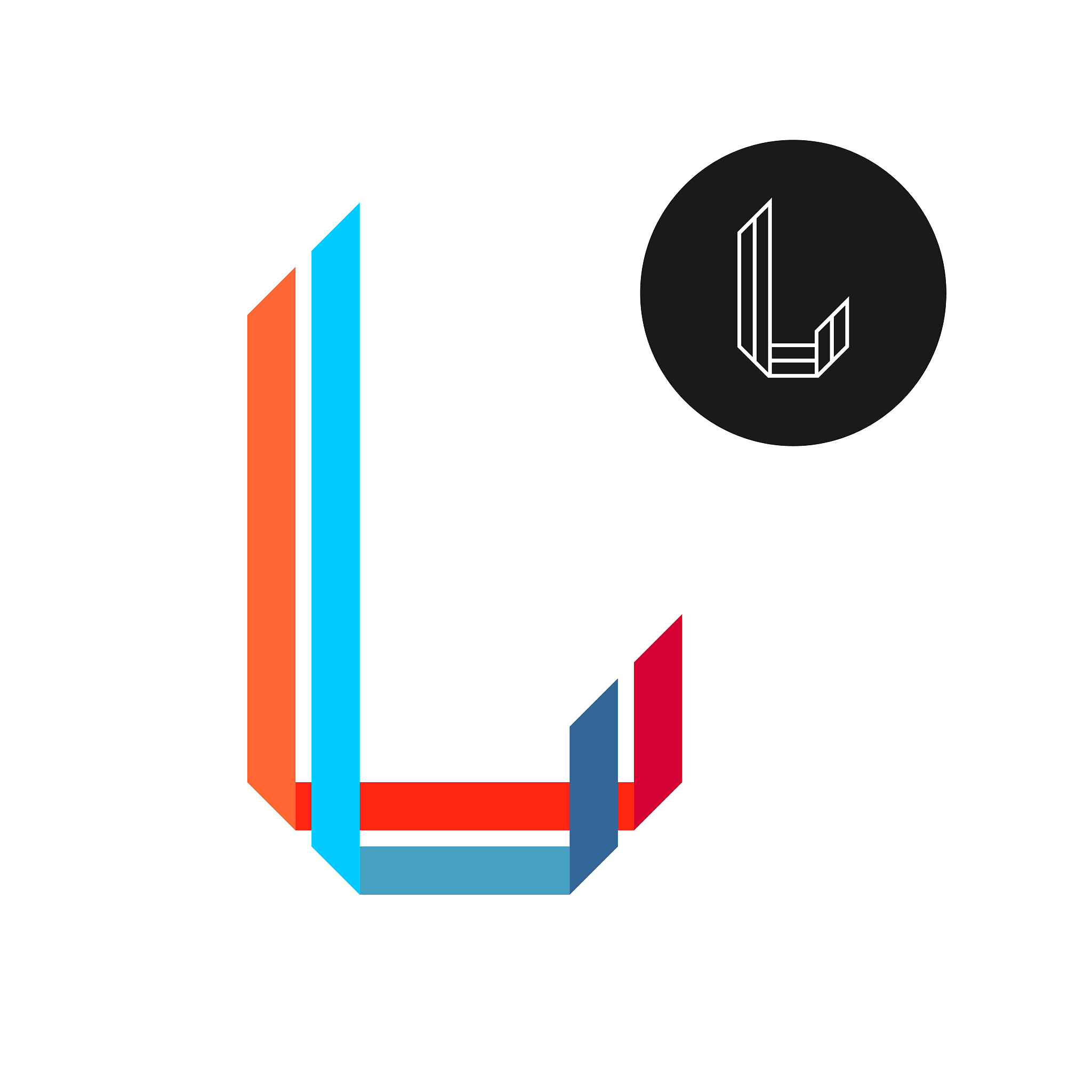 letter l colorful creative logo with two separated ribbons style