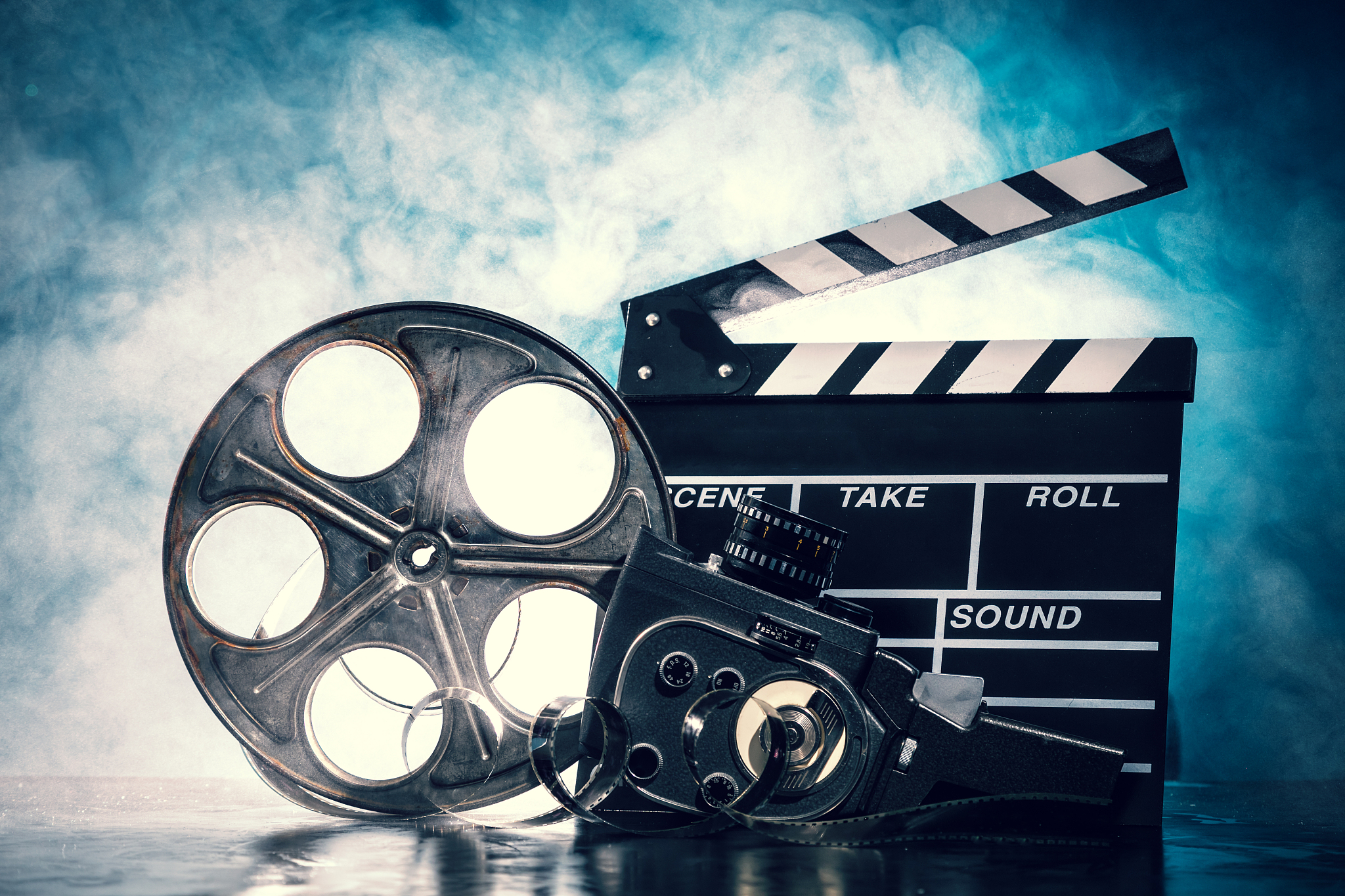 retro film production accessories still life