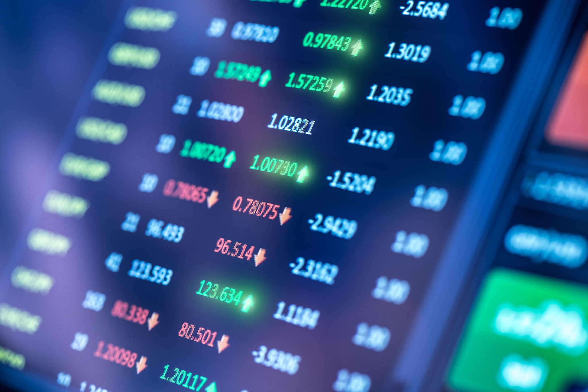 financial chart at digital display