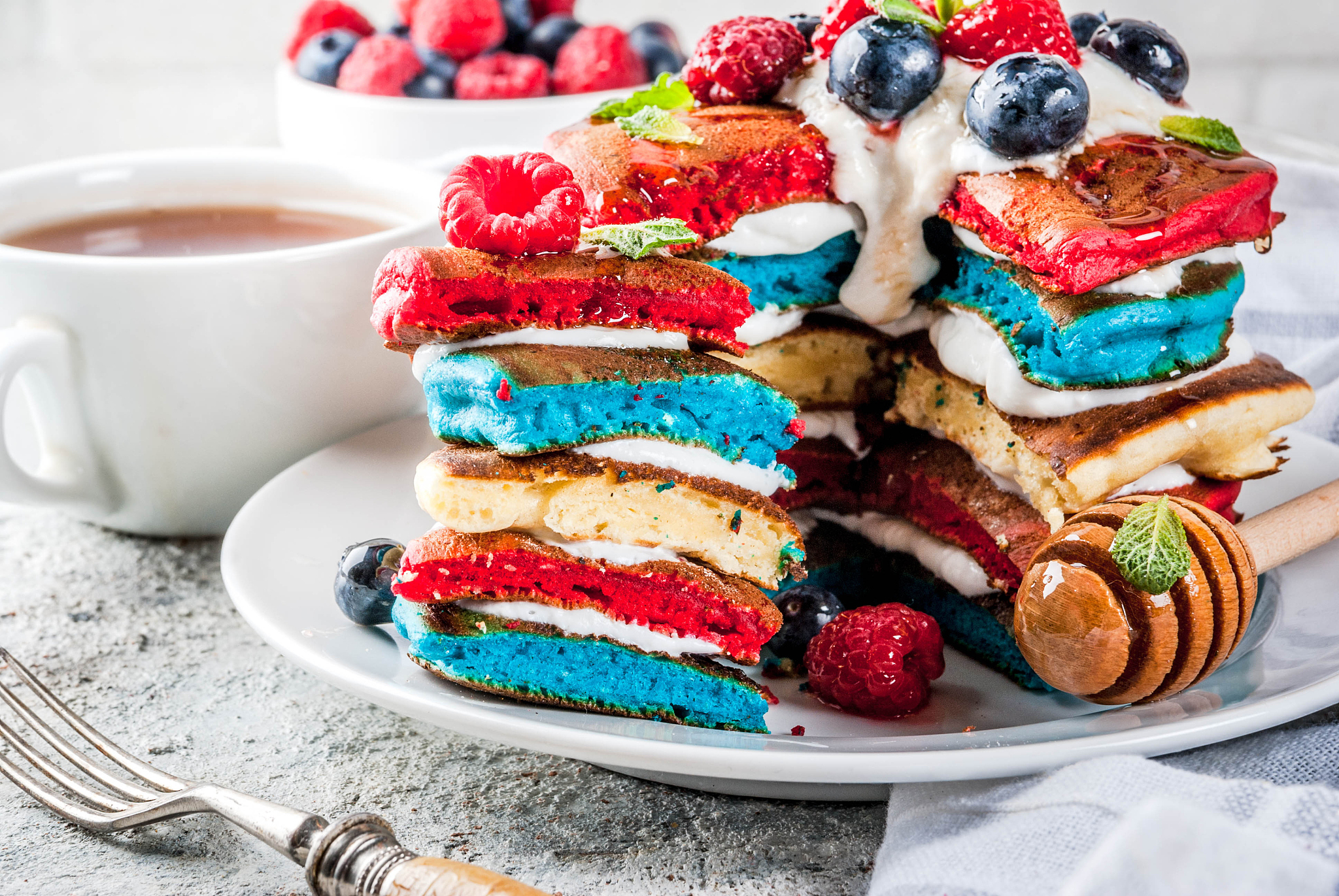 independence day breakfast idea with pancakes