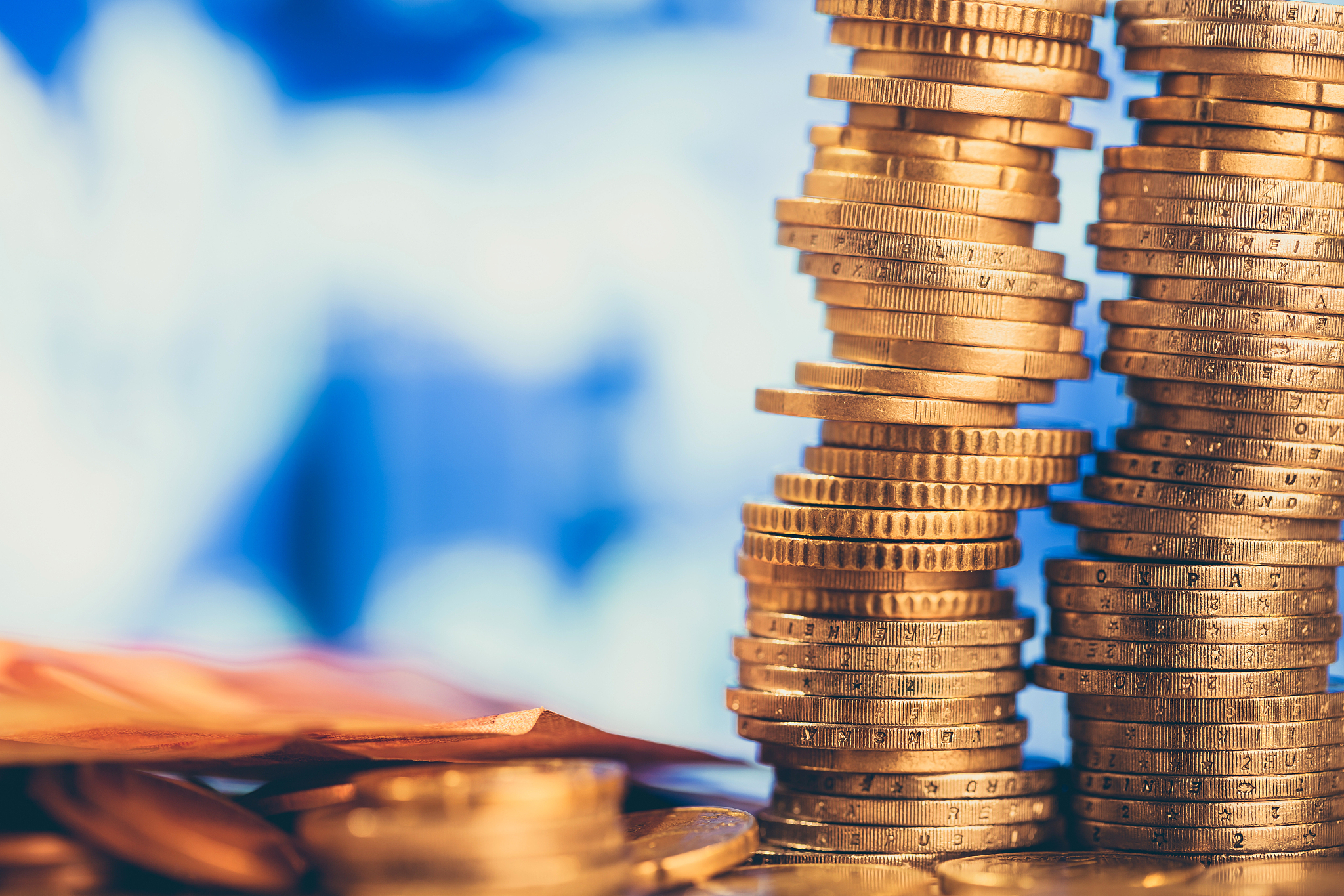 european money, economic charts in the background. the concept o