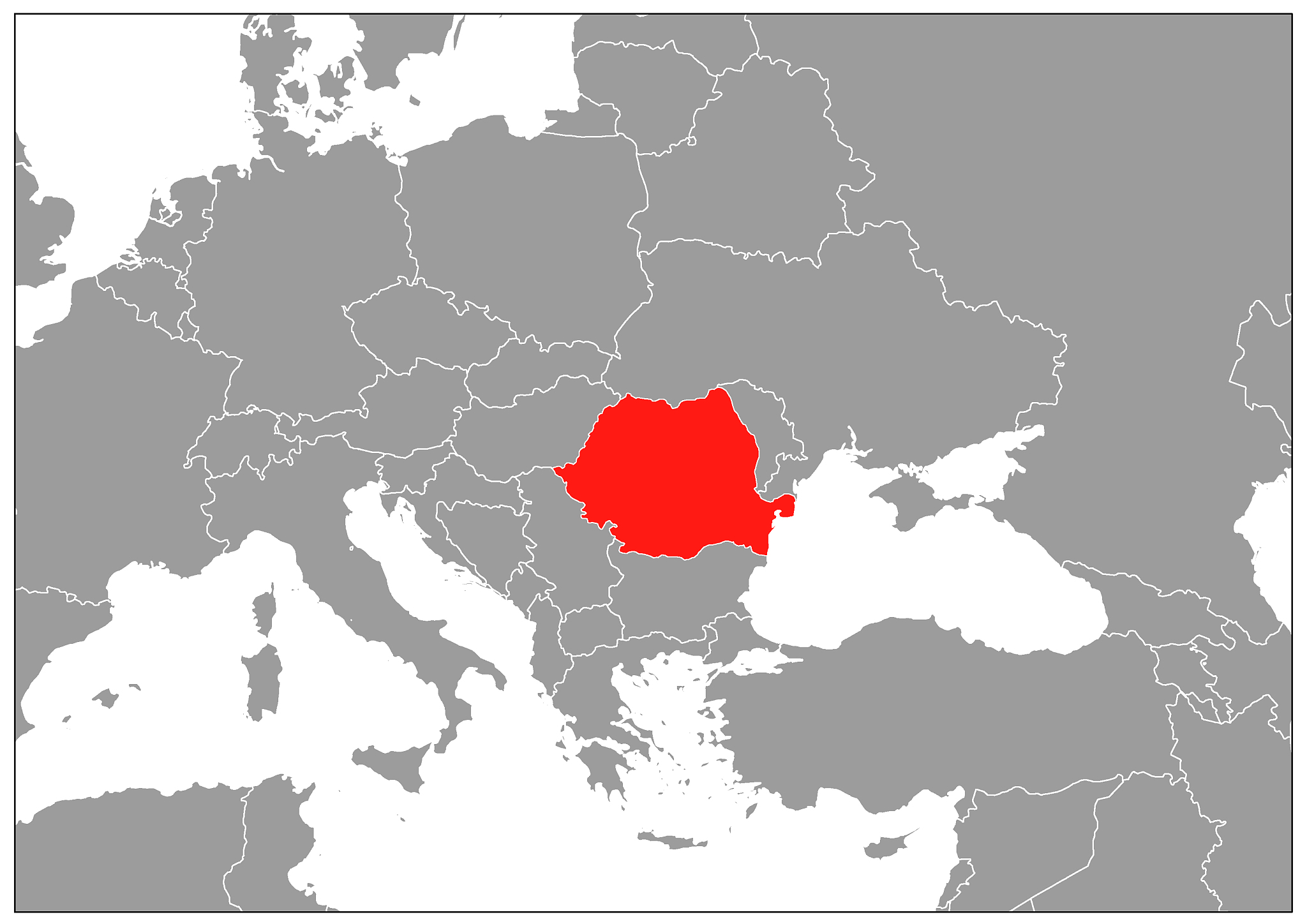 romania map on gray base