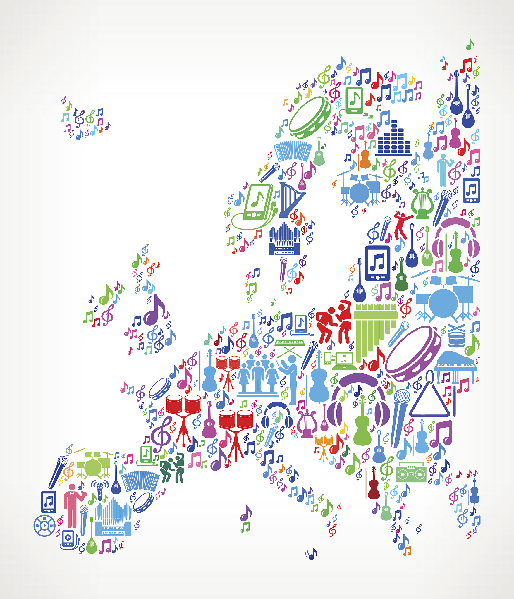 europe fun adventure travel vector icons background