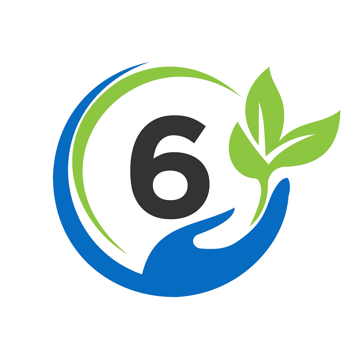 hand on letter 6 logo设计.6医疗保健,基金会与手的标志