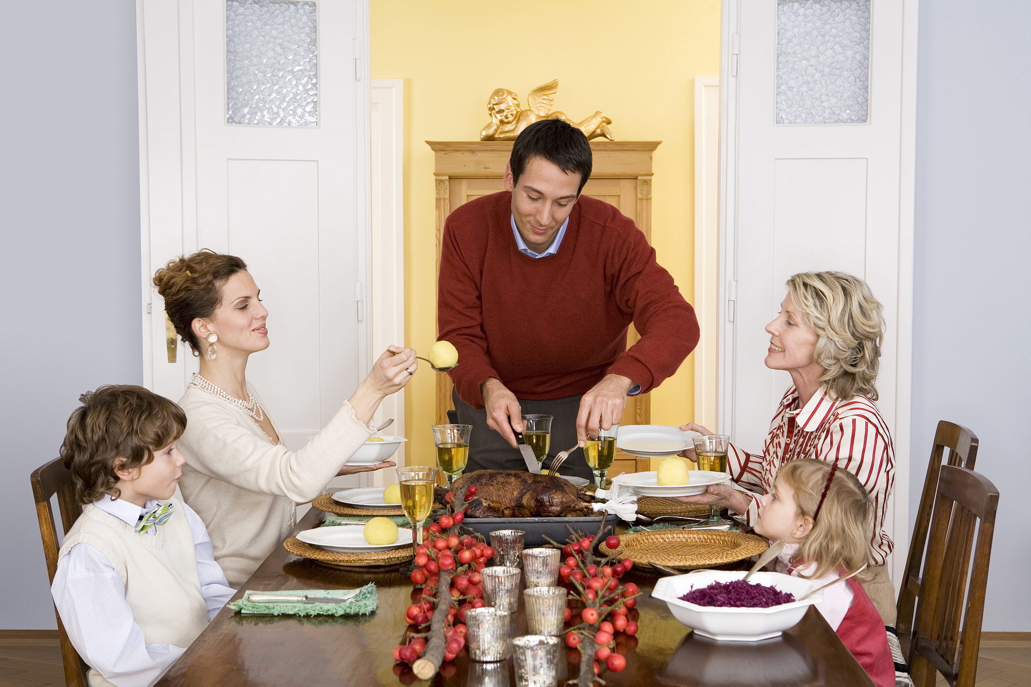 family having christmas dinner