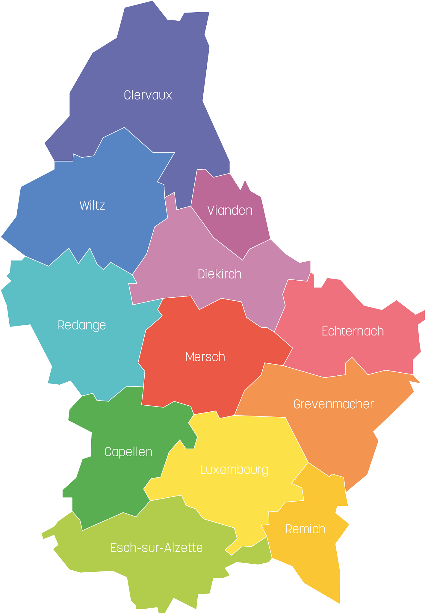 cantons luxembourg map regional country