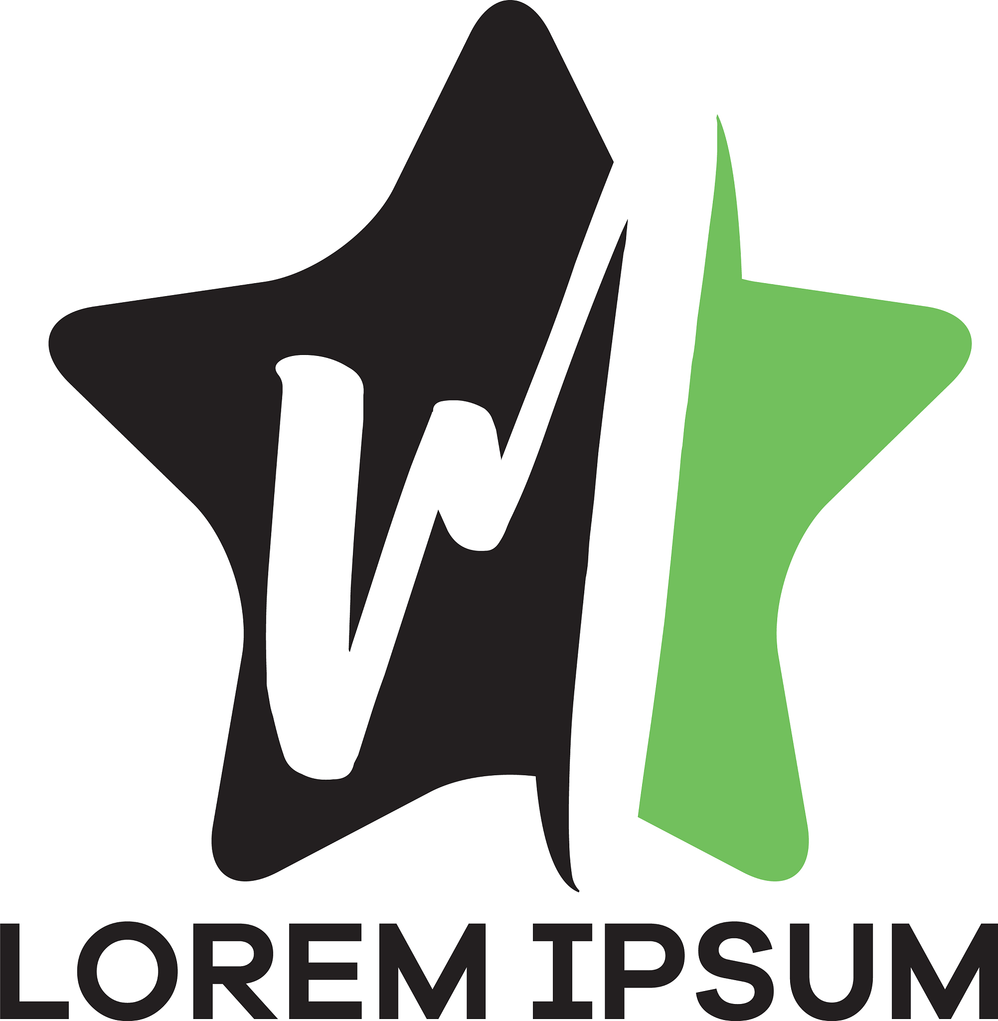 m letter logo design letter m in star shape