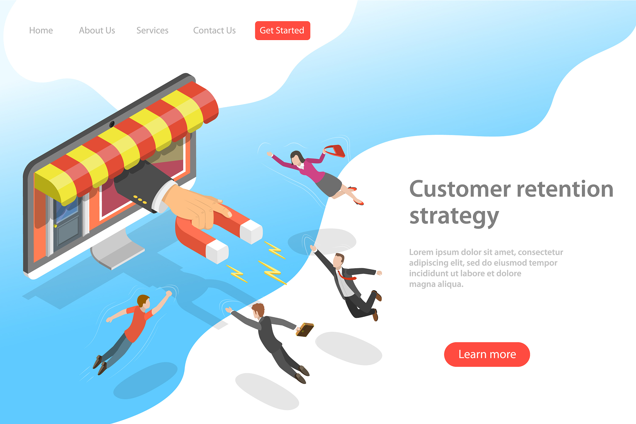 flat isometric landing page template for