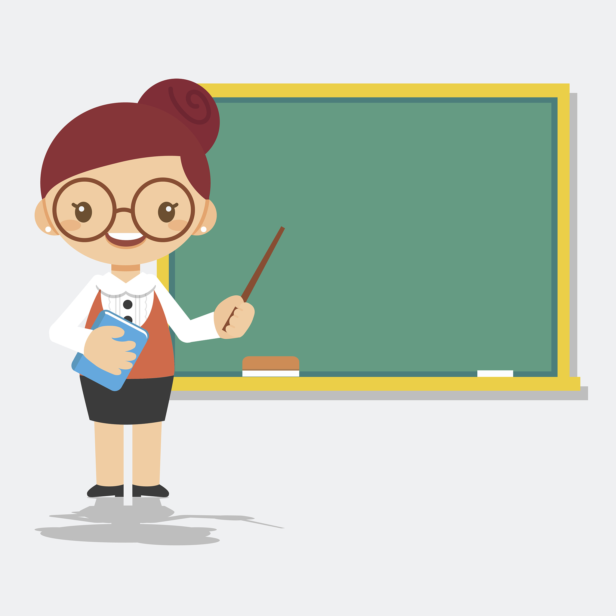 female teacher at blackboard