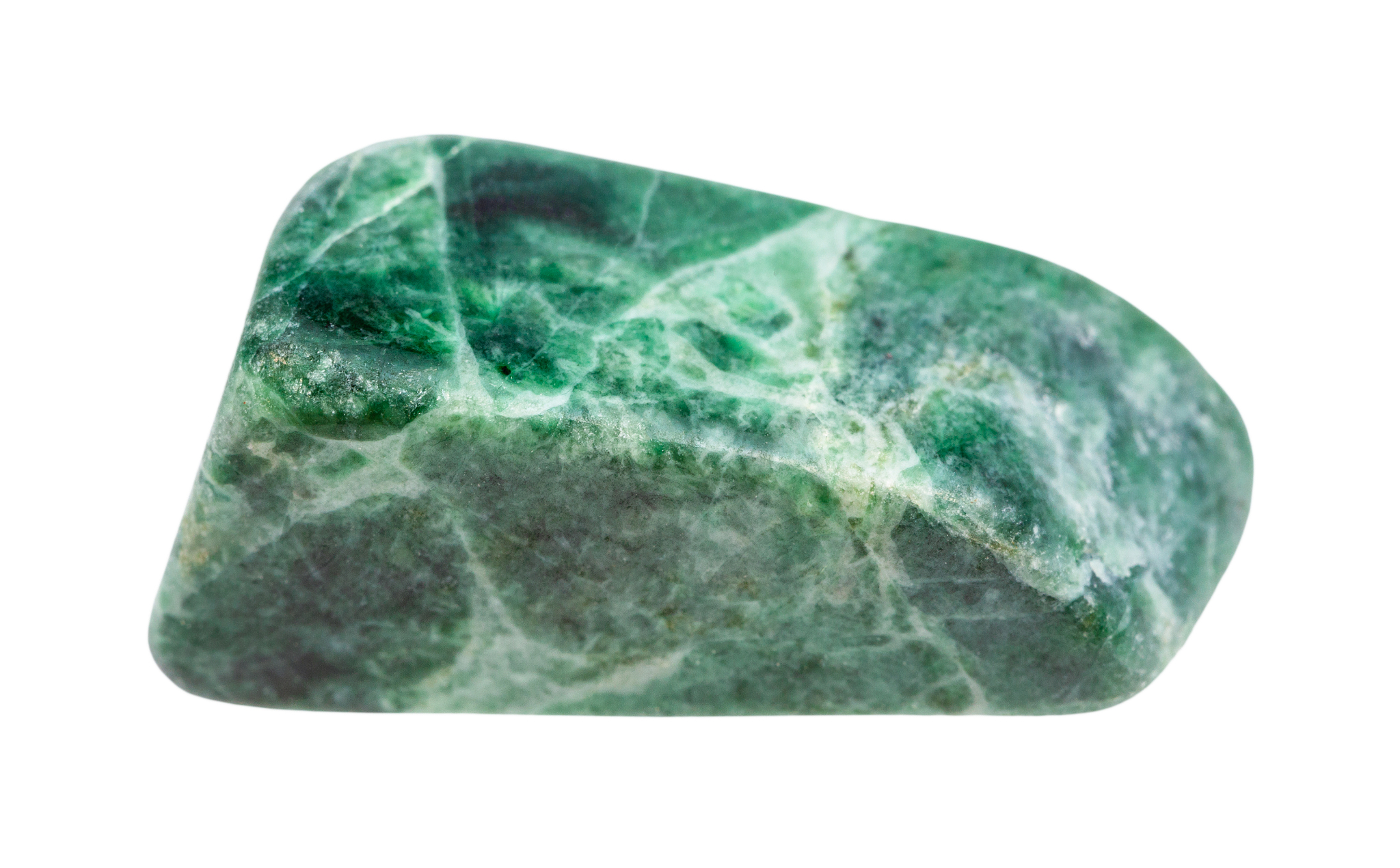 tumbled jadeite (green jade) gemstone isolated