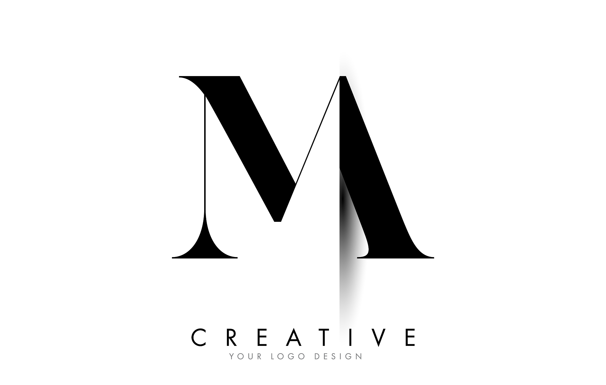 ma m a letter logo with creative shadow cut design