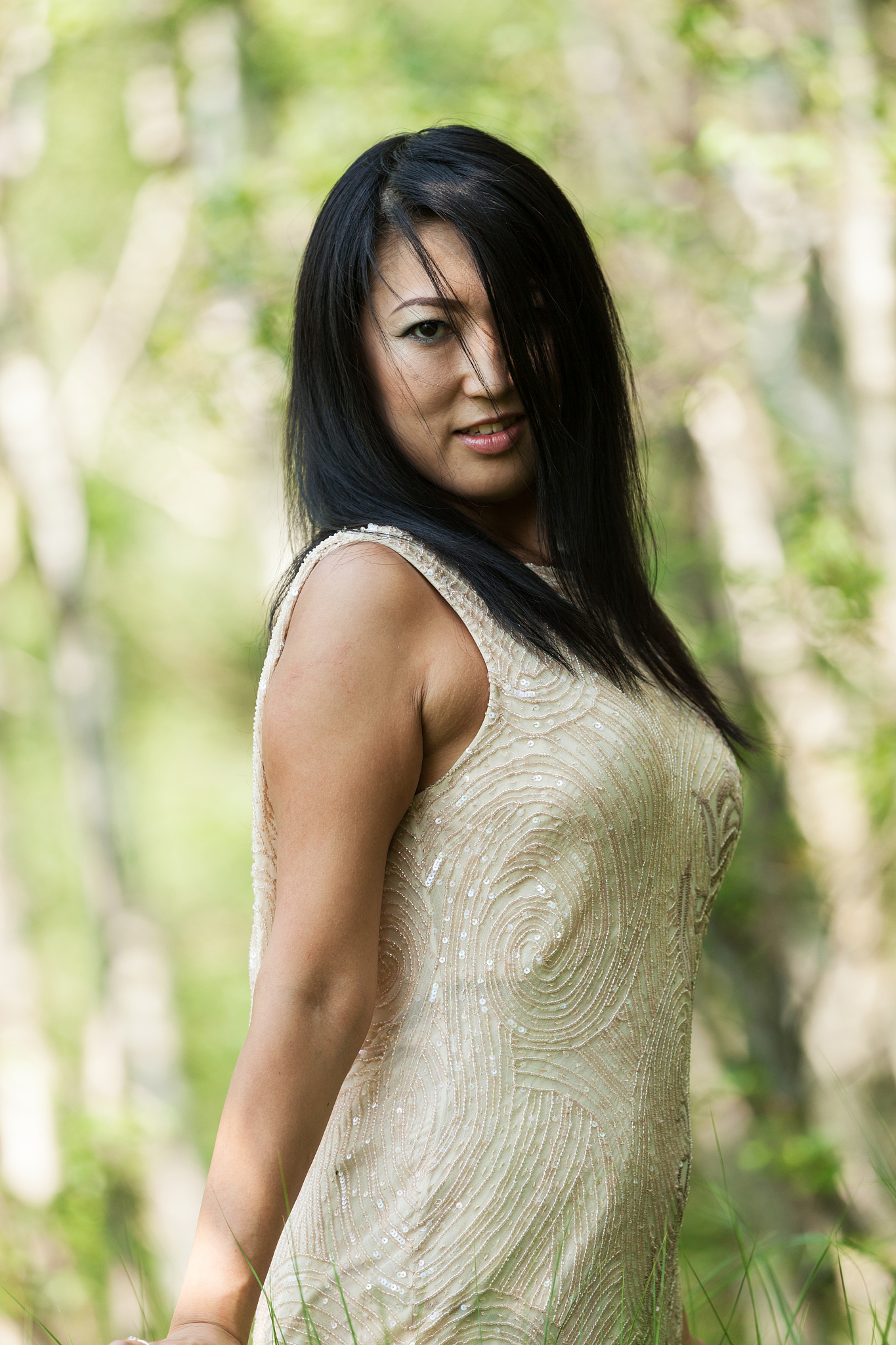 portrait of asian woman in the forest