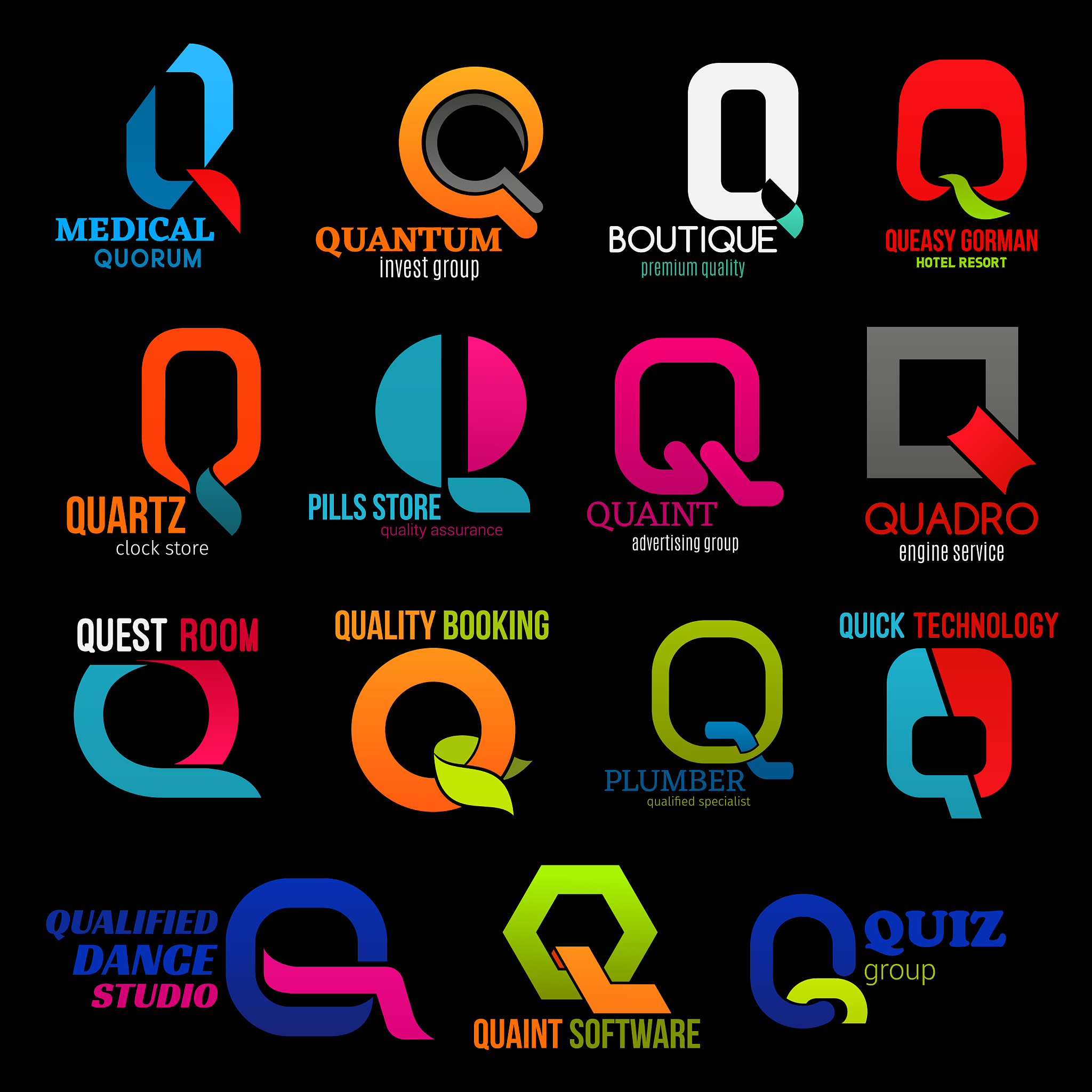 corporate identity q icons trend style design