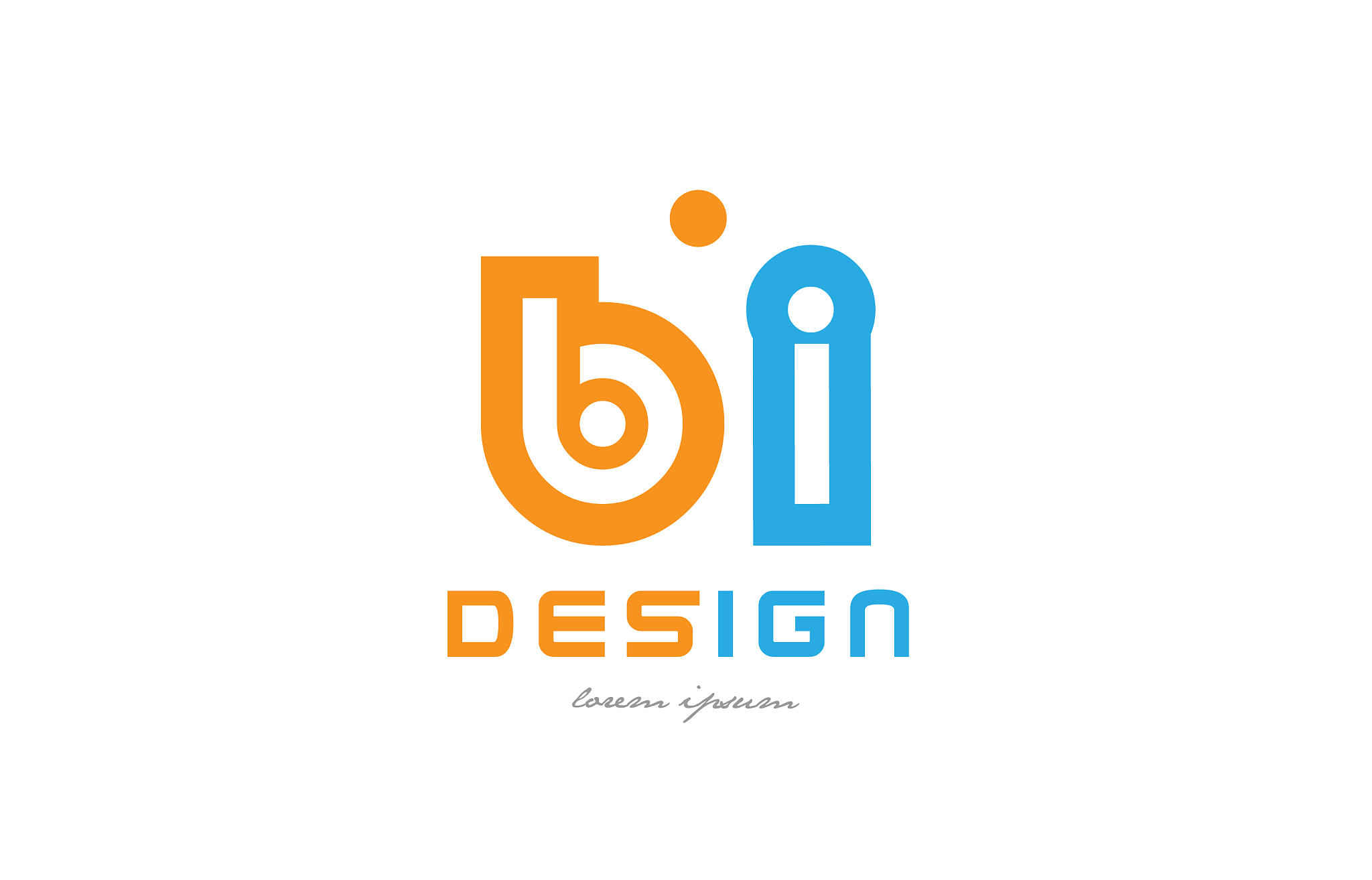 bi b i orange blue alphabet letter logo