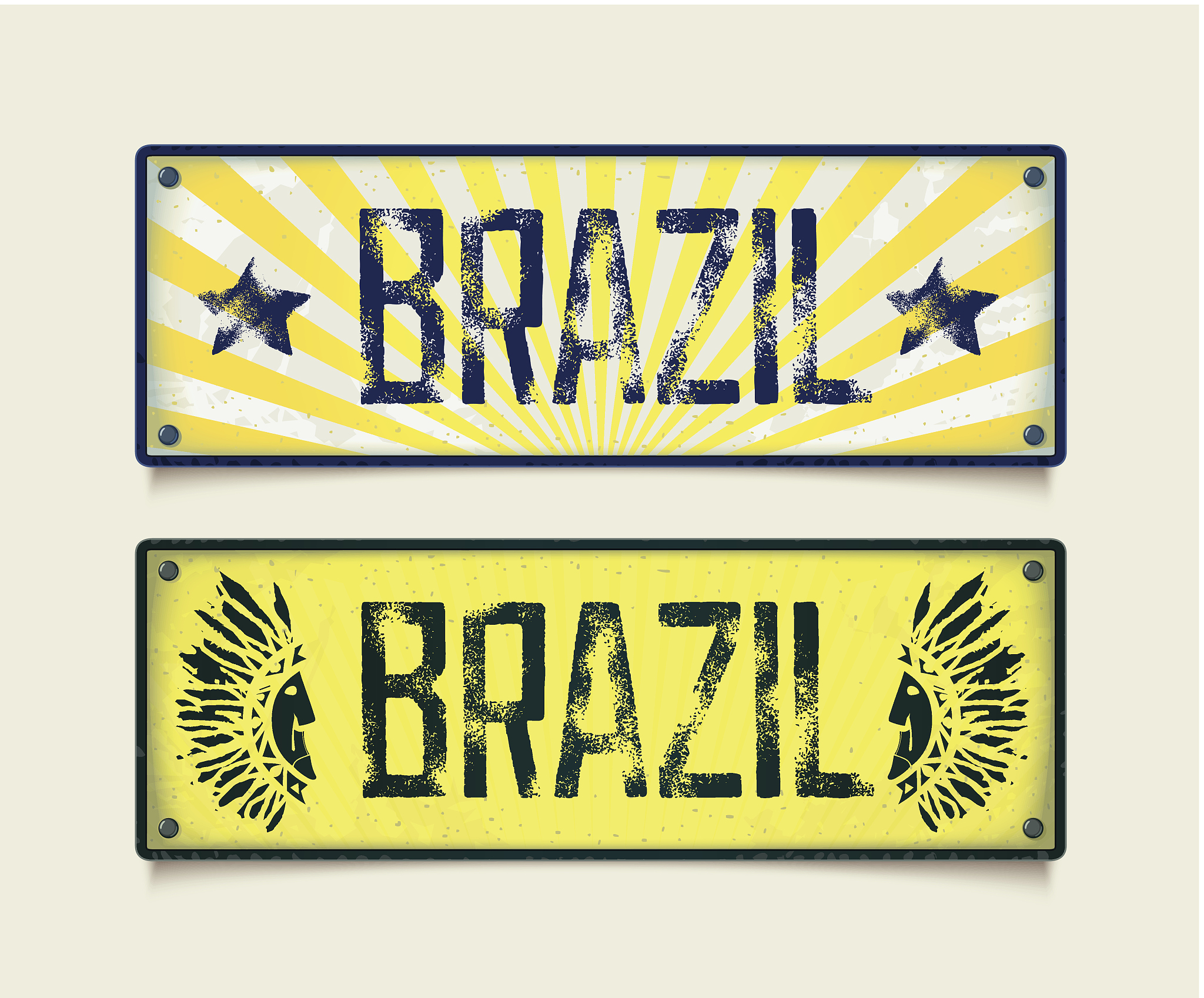two grunge car plates brazil