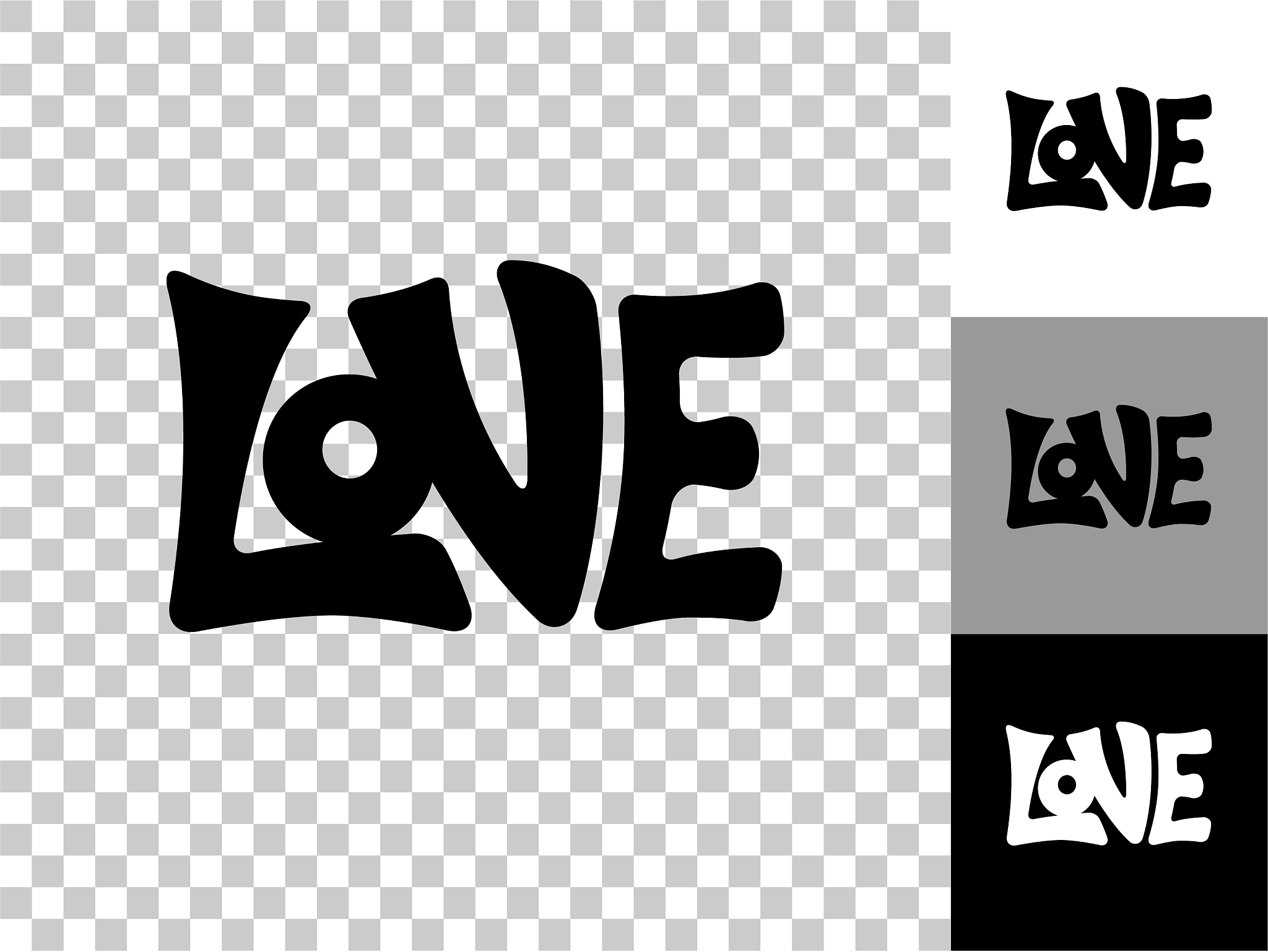 groovy love icon on checkerboard transparent background
