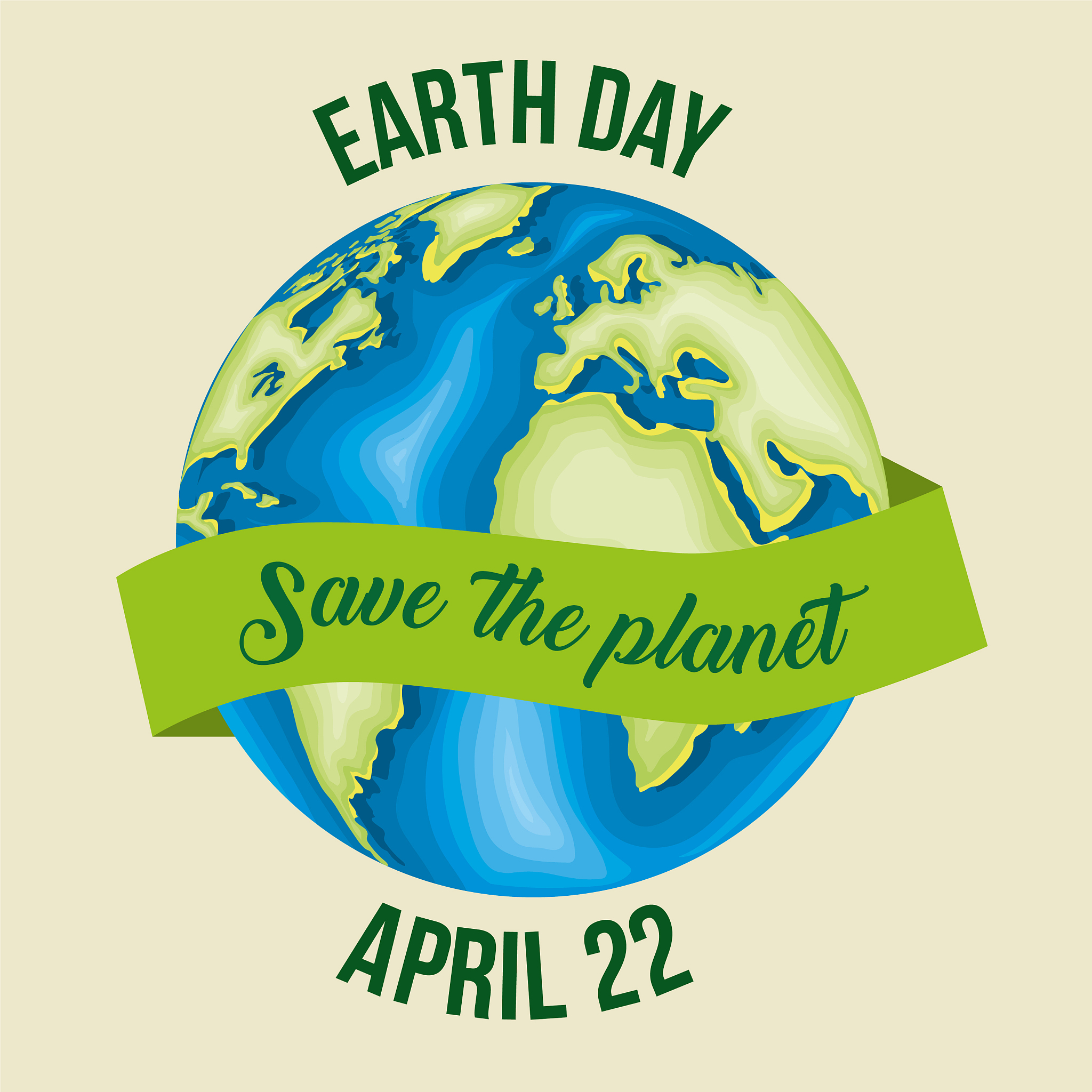 planet with ribbon to earth day celebration