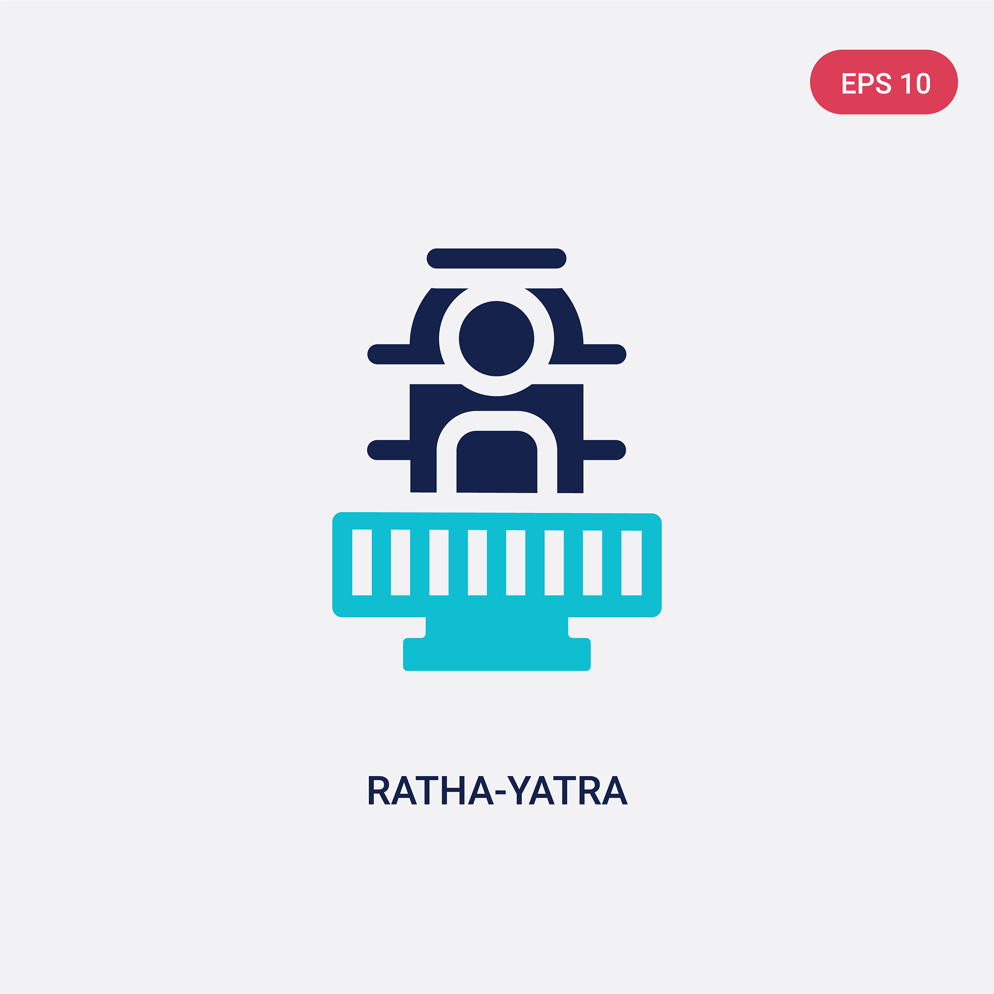two color ratha-yatra icon from india concept