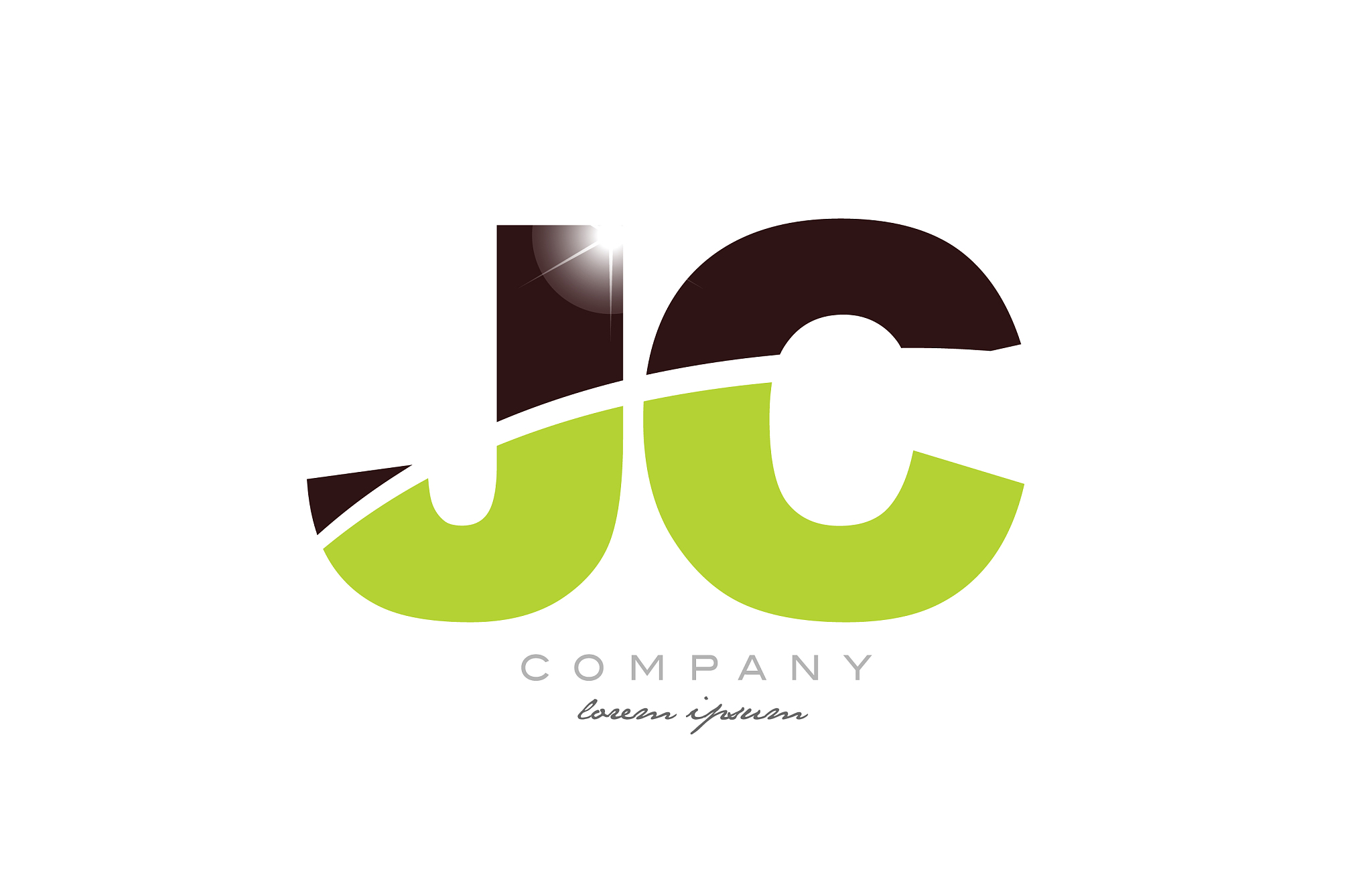 letter jc j c alphabet combination in green and